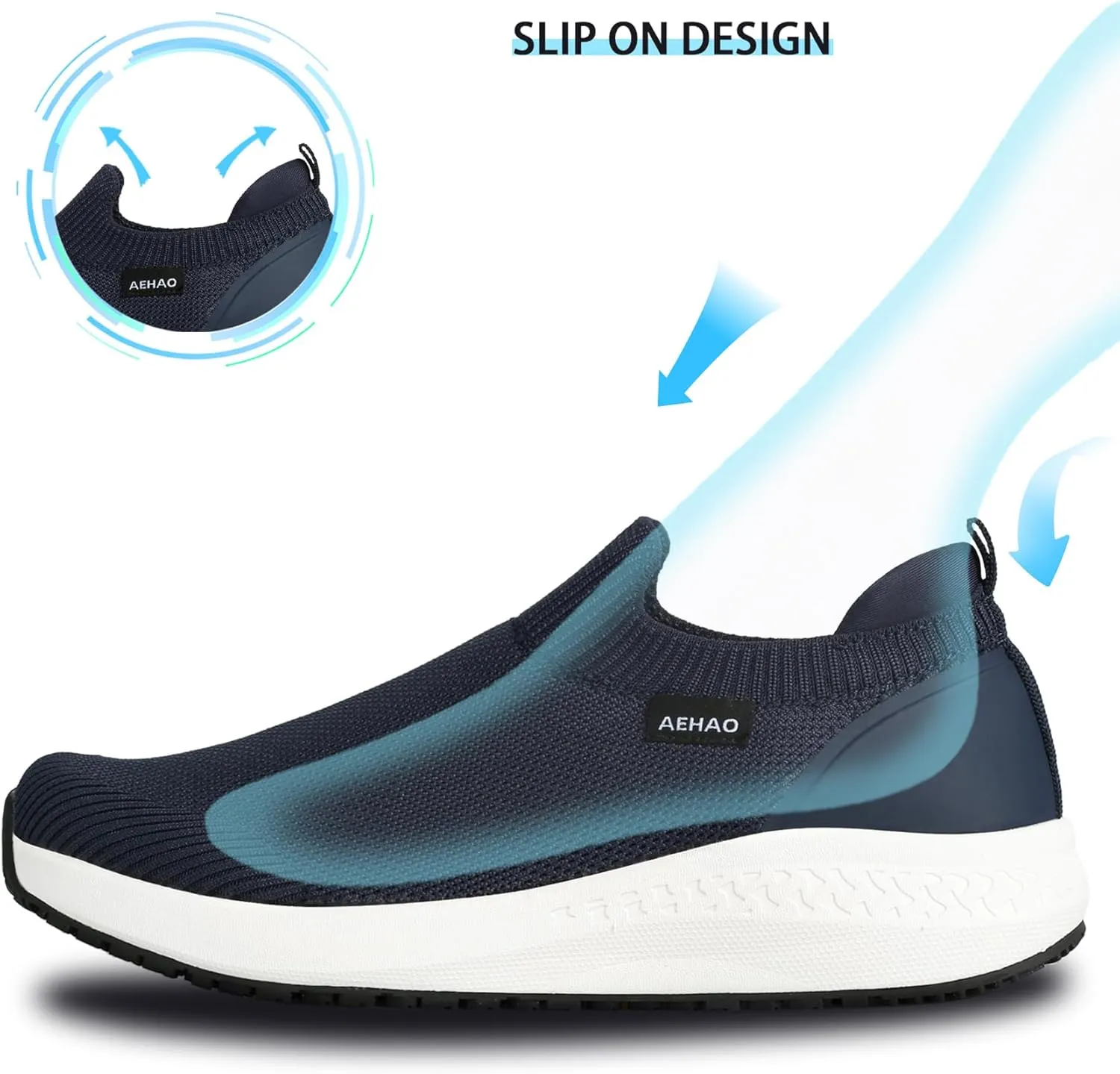 Non Slip Shoes for Women Food Service Slip On Waterproof Work Shoes for Kitchen Chef Restaurant Breathable Lightweight Walking Sneakers Nurse Hospital