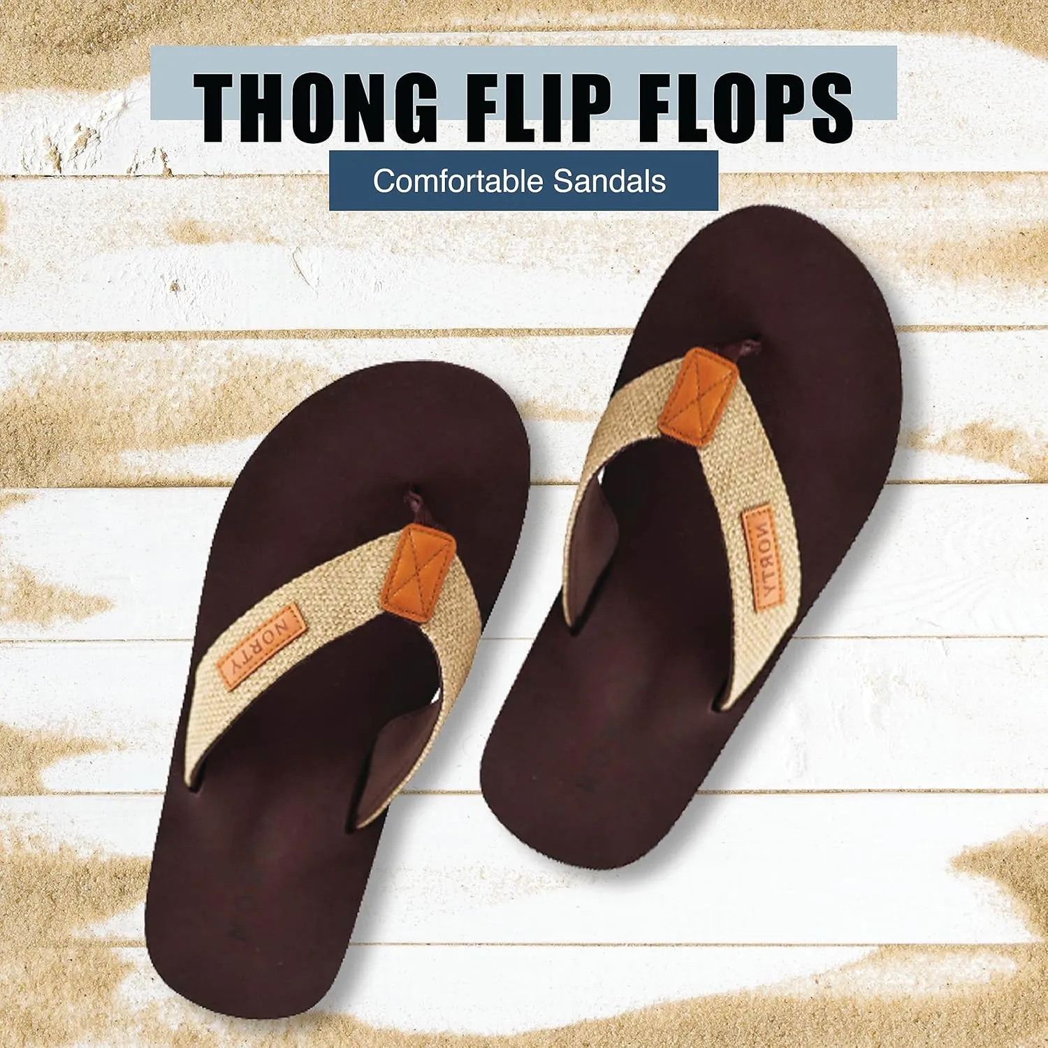 NORTY Men's Thong Sandals - Comfortable Flip Flops for Men - Perfect for Beach, Pool, and Casual Wear
