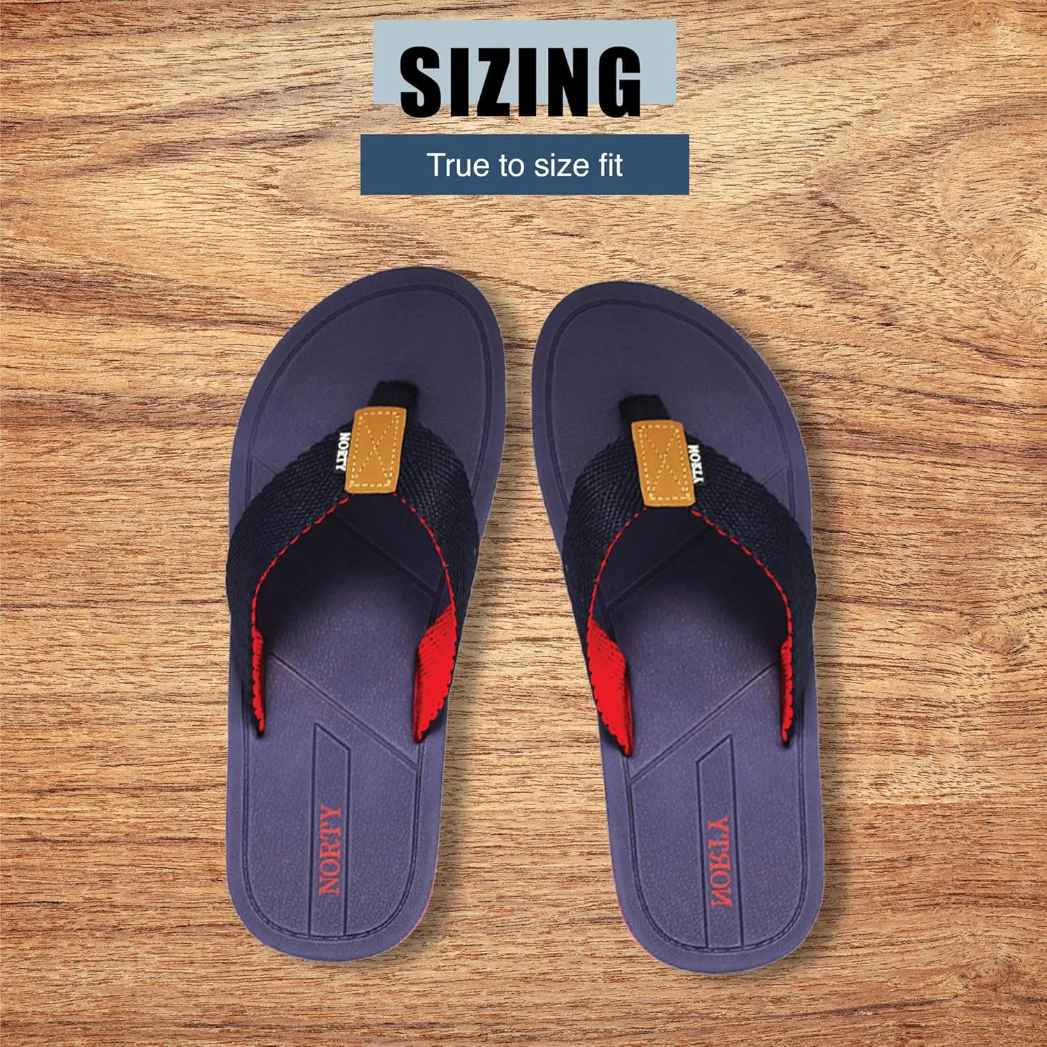 NORTY Men's Thong Sandals - Comfortable Flip Flops for Men - Perfect for Beach, Pool, and Casual Wear