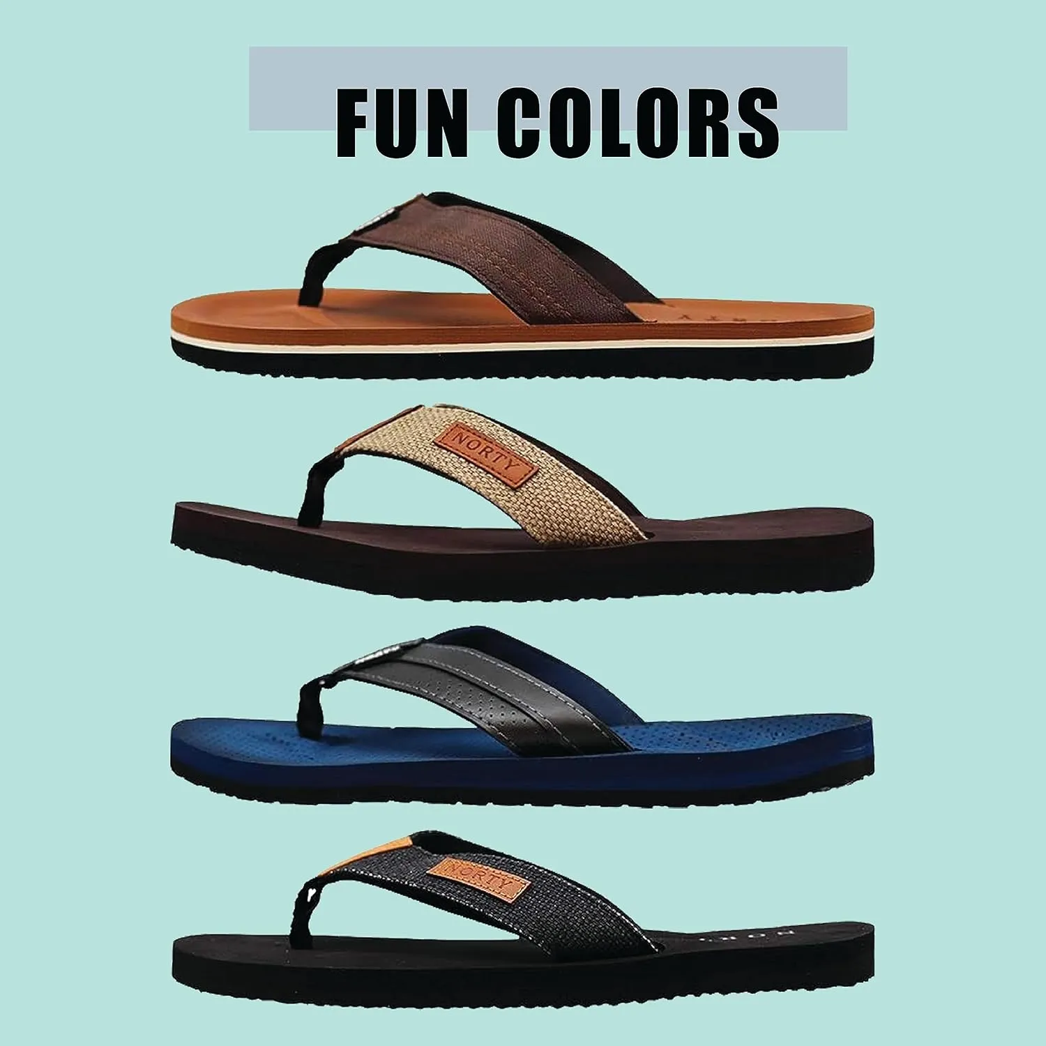 NORTY Men's Thong Sandals - Comfortable Flip Flops for Men - Perfect for Beach, Pool, and Casual Wear