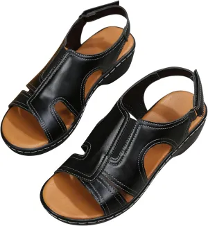 oiangi Wedge Sandals for Women Casual Summer Fish Mouth Open Toe Quilted Hook and Loop Hollow Slipper Lightweight Comfortable Outdoor Ladies Shoes