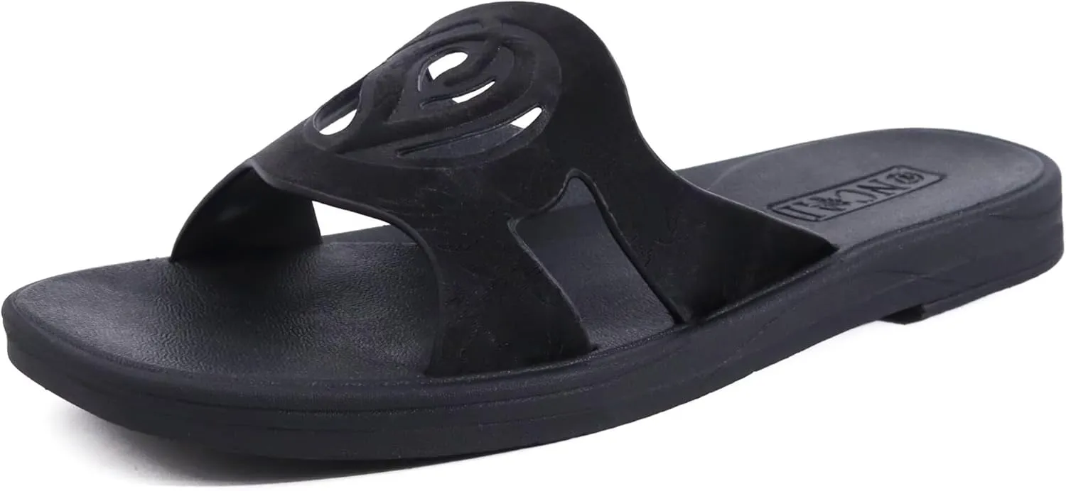 ONCAI Women's Flat Sandals Fashion Summer Dressy Sandals Casual Beach Flat Sandal For Woman Square Toe Comfortable Cushion Footbed Slip On Ladies Slides Women Size 6-11