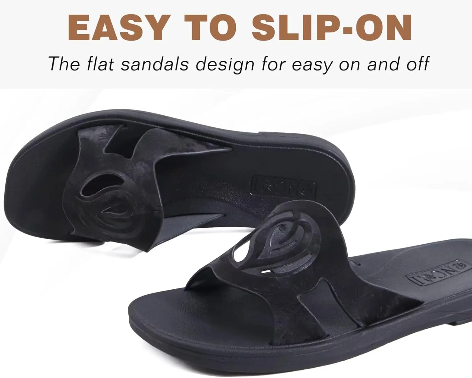 ONCAI Women's Flat Sandals Fashion Summer Dressy Sandals Casual Beach Flat Sandal For Woman Square Toe Comfortable Cushion Footbed Slip On Ladies Slides Women Size 6-11