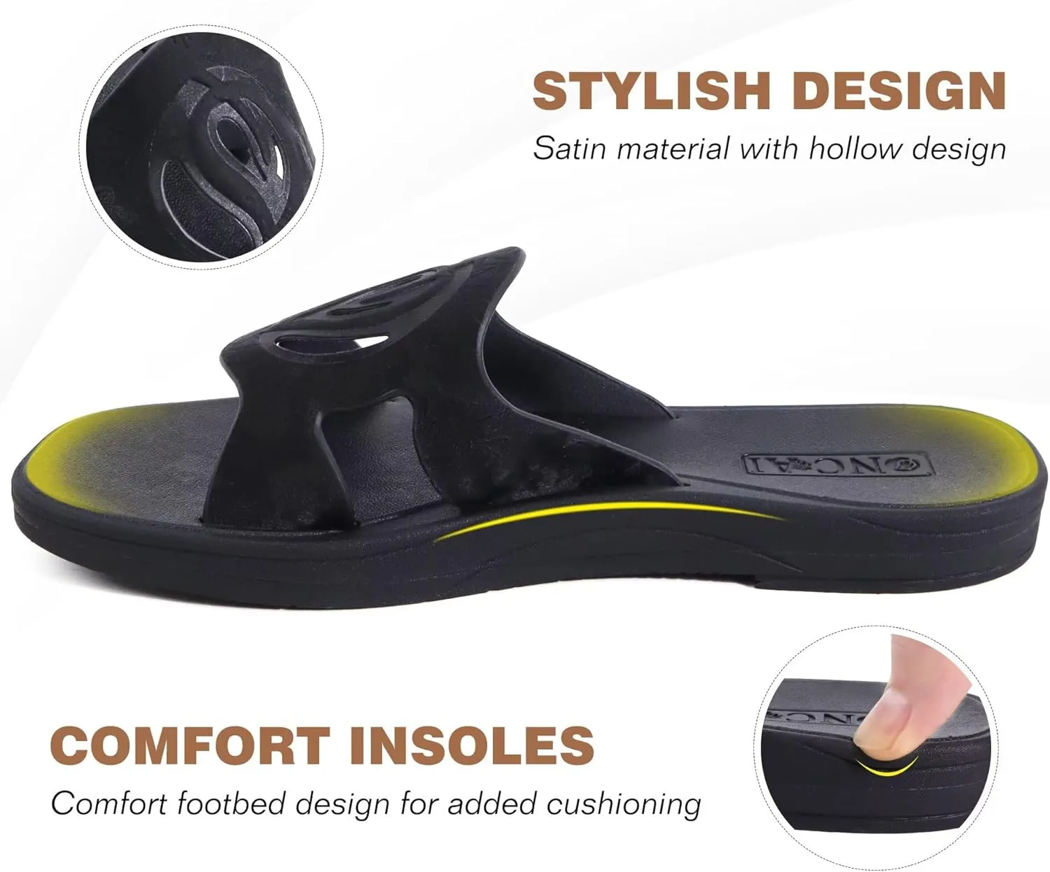 ONCAI Women's Flat Sandals Fashion Summer Dressy Sandals Casual Beach Flat Sandal For Woman Square Toe Comfortable Cushion Footbed Slip On Ladies Slides Women Size 6-11
