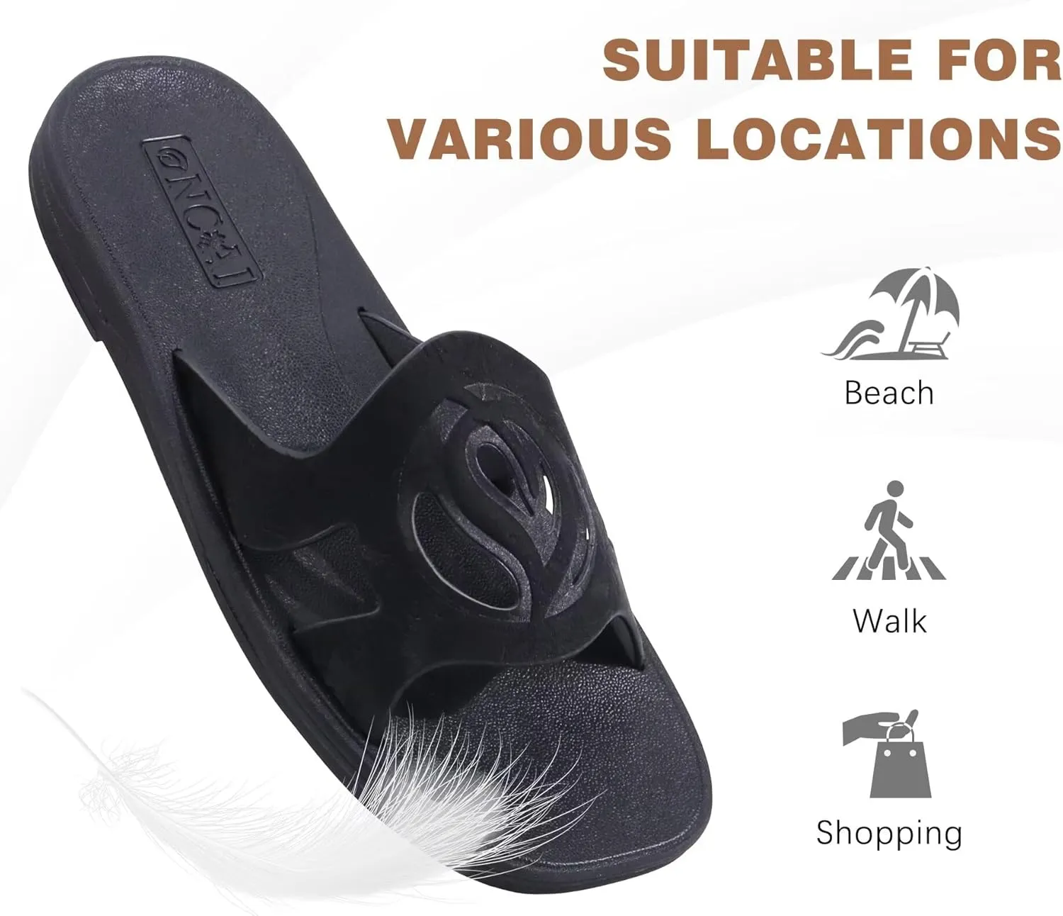 ONCAI Women's Flat Sandals Fashion Summer Dressy Sandals Casual Beach Flat Sandal For Woman Square Toe Comfortable Cushion Footbed Slip On Ladies Slides Women Size 6-11