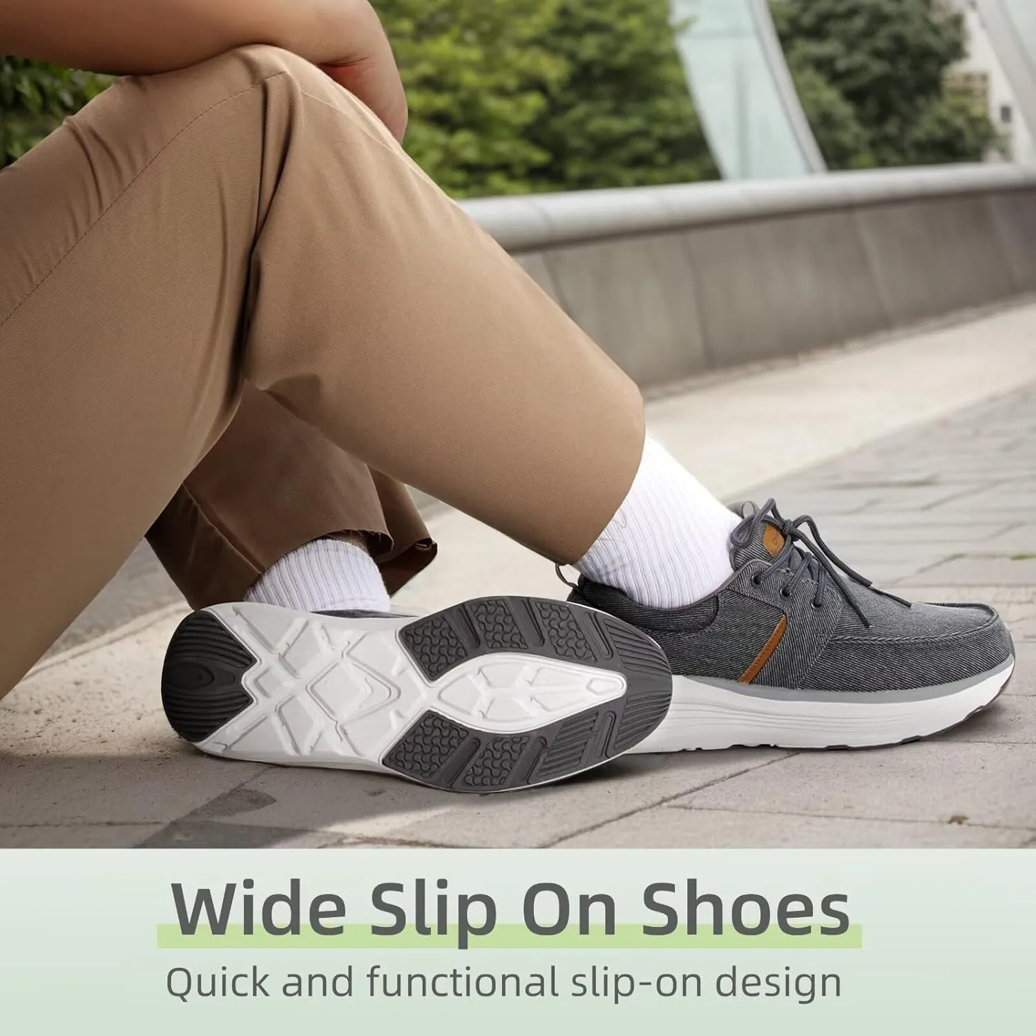 OrthoComfoot Men's Orthopedic Outdoor Slip-On Loafers Walking Shoes: Arch Support Plantar Fasciitis Sneakers, Comfort Classic Canvas Shoes for Foot and Heel Pain