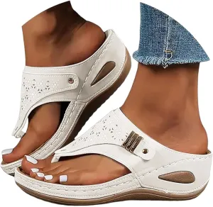 Orthopedic Sandals for Women - Arch Support Wedge Flip Flops, Summer 2025 Comfortable Dressy Casual Beach Slippers
