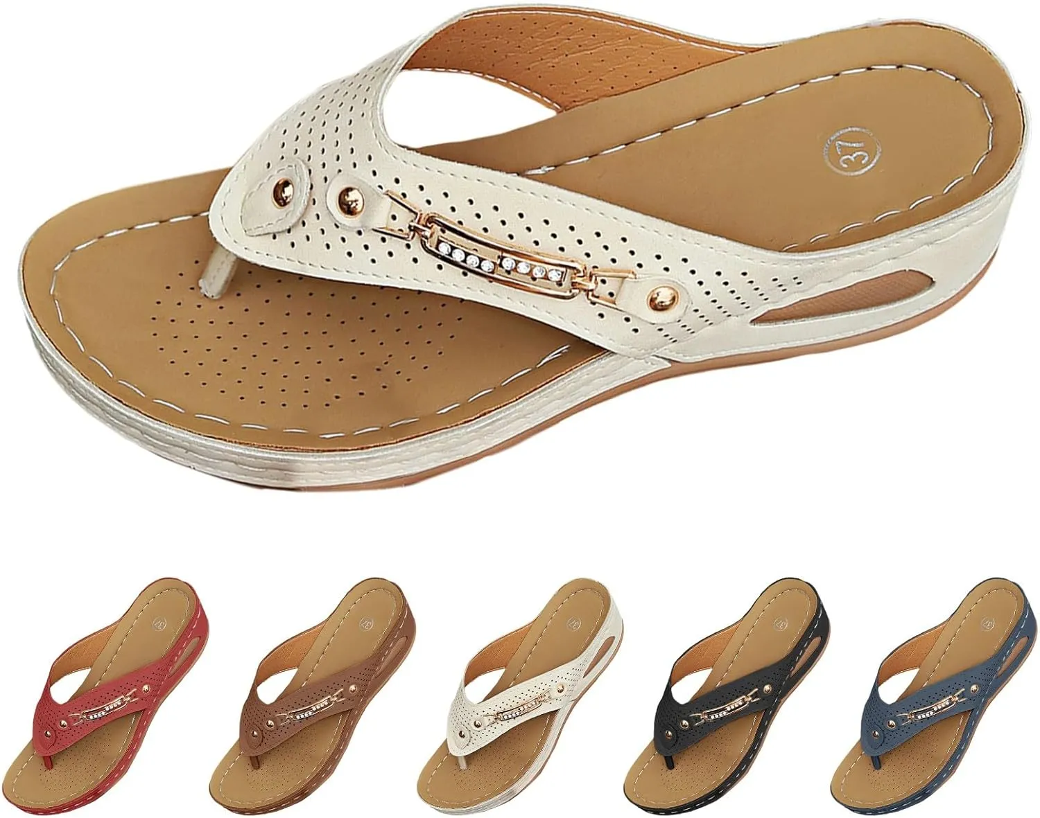 Orthopedic Sandals for Women Summer 2025 Dressy Comfortable Wedge Arch Support Non Slip Flip Flops Casual Slippers