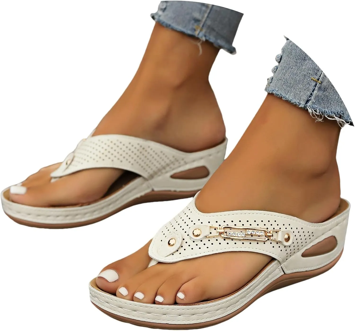 Orthopedic Sandals for Women Summer 2025 Dressy Comfortable Wedge Arch Support Non Slip Flip Flops Casual Slippers