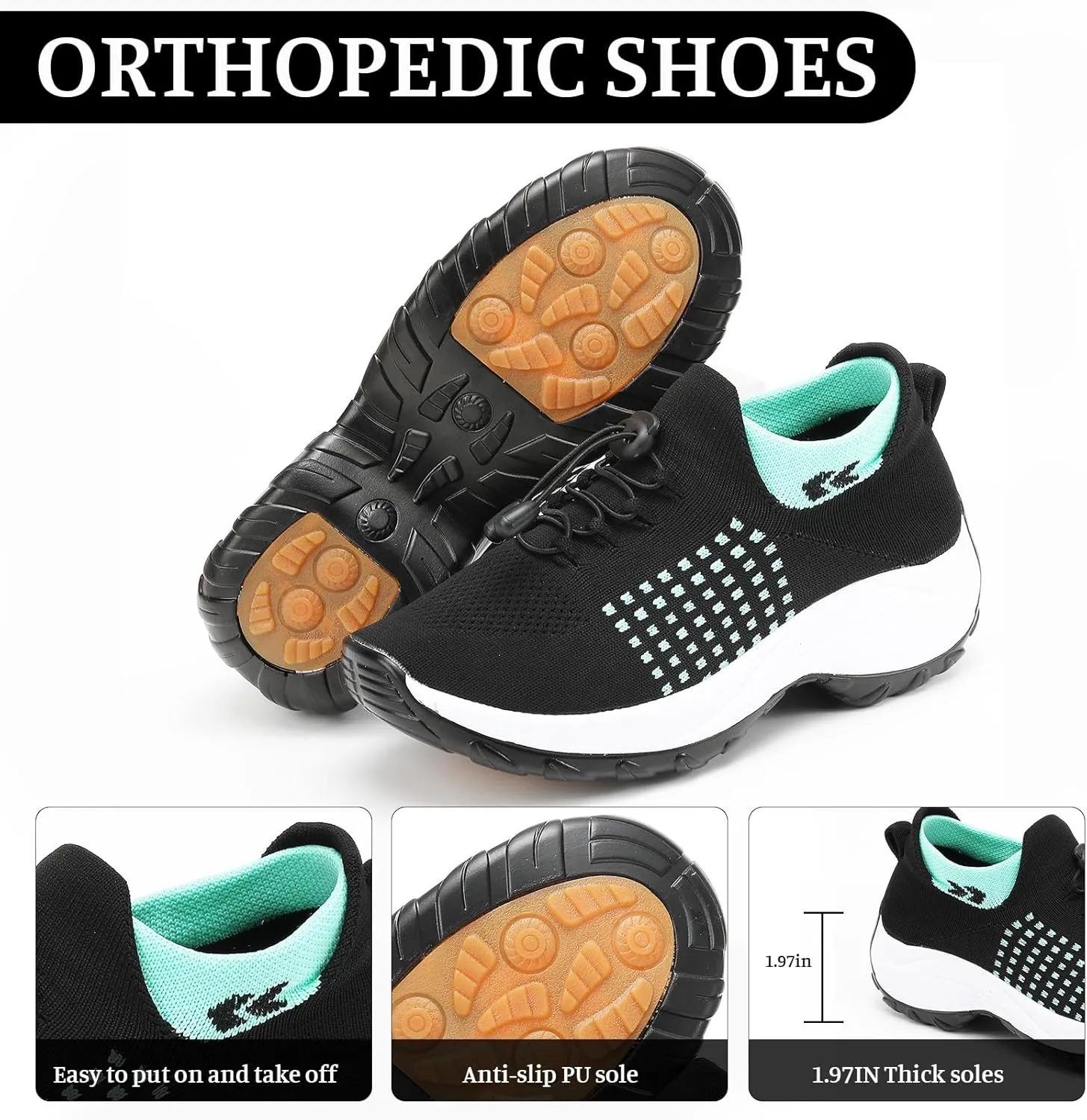 Orthopedic Shoes for Women Plantar Fasciitis,Breathable Walking Sneakers for Women,Slip on Trainers with Arch Support,Womens Air Cushion Sneakers Ortho Stretch Cushion Shoes