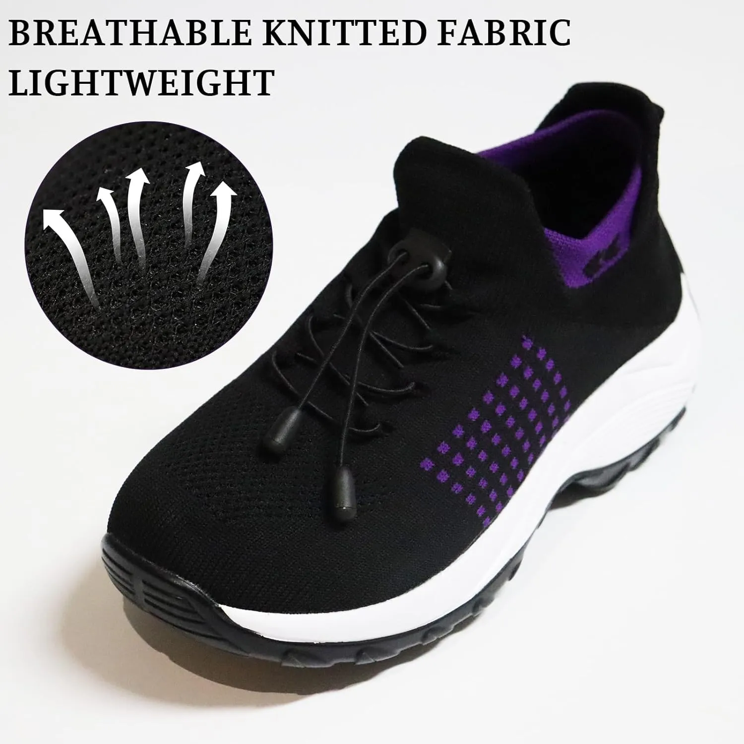 Orthopedic Sneakers Breathable Women Slip on Trainers Comfortable Shoes for Women Stretch Cushion Athletic Shoe Unisex Casual Thick Bottom Walking Shoe