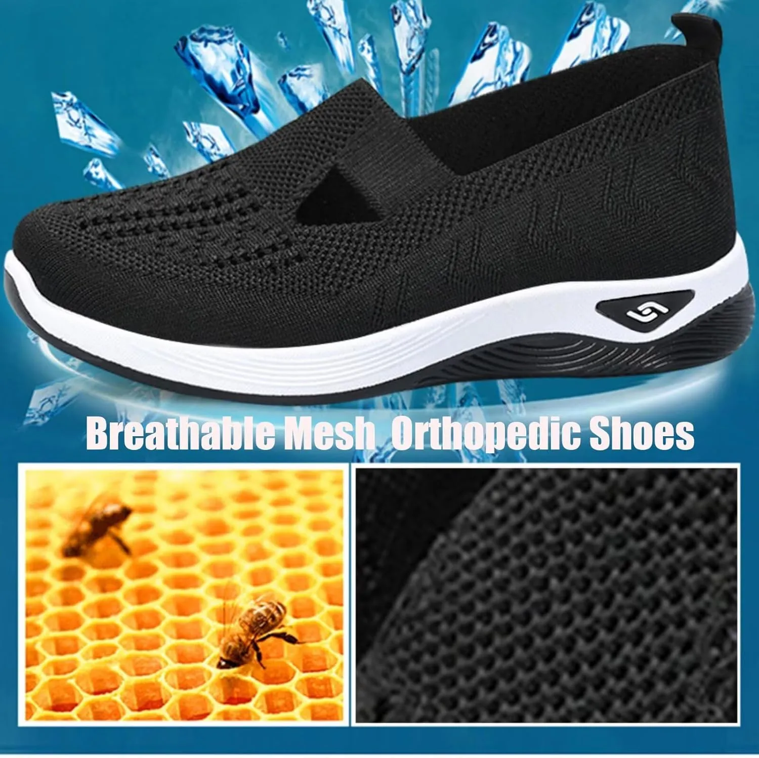 Orthopedic Walking Shoes for Women,2025 New Orthowalkway Womens Shoes,Woven Orthopedic Breathable Walking Sneaker Non-Slip Arch Support Slip on Shoes
