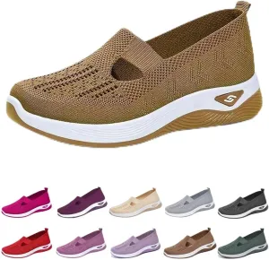 Orthopedic Walking Shoes for Women,2025 New Orthowalkway Womens Shoes,Woven Orthopedic Breathable Walking Sneaker Non-Slip Arch Support Slip on Shoes