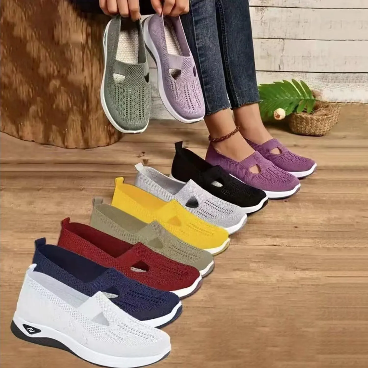 Orthopedic Walking Shoes for Women,2025 New Orthowalkway Womens Shoes,Woven Orthopedic Breathable Walking Sneaker Non-Slip Arch Support Slip on Shoes