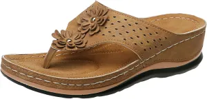Orthotic Sandals for Women Extra Wide Flip Flops Beach Non Slip Wedge Sandal Dressy Wide Arch Support Shoes for Womens Wedge Shoes Slip On Dressy Wedge Orthopedic Shoe for Woman