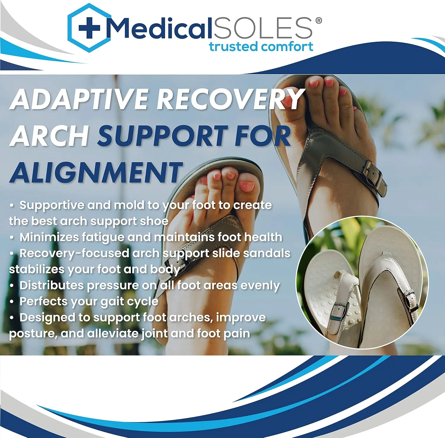 Orthotic Women's Sandals, Plantar Fasciitis Walking Sandals with Arch Support for Women