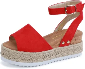 PANDANINJIA Girls Sandals Flatform Wedge Open Toe Summer Shoes Little Big Kid Flower Girl Heels Dress Shoes