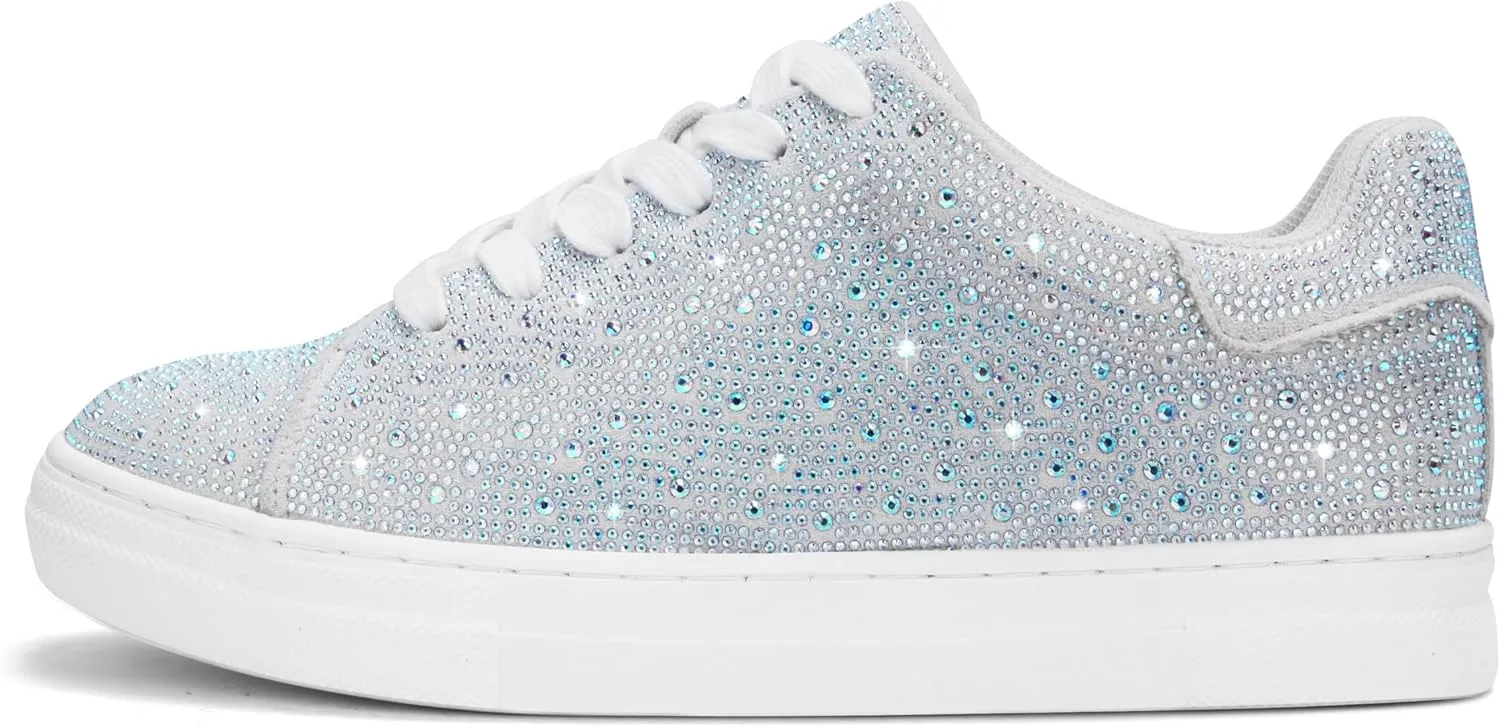 PARTY Women's Glitter Fashion Star Sneakers Low Top Platform Lace Up Comfortable Wedding Walking Shoes