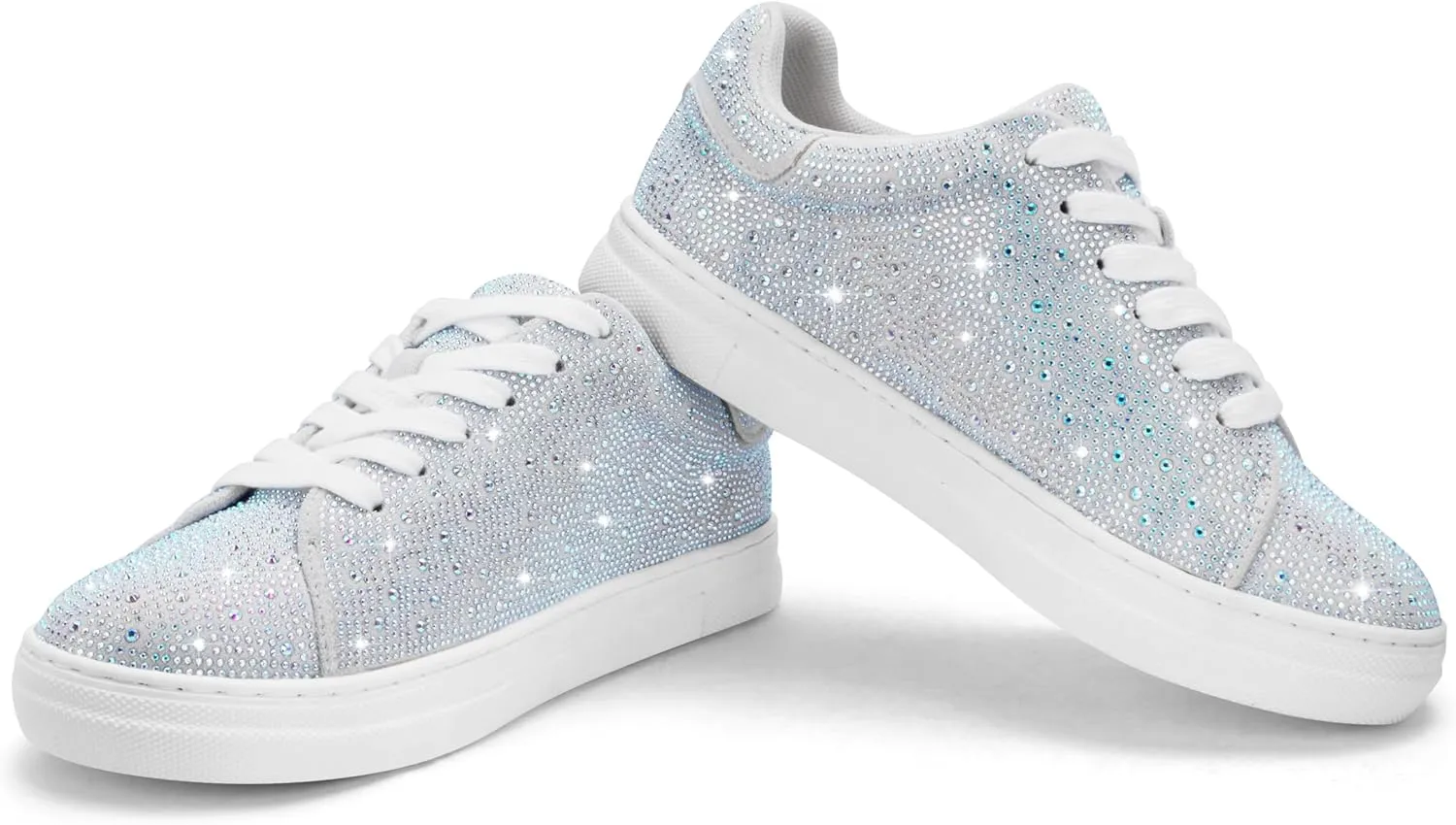 PARTY Women's Glitter Fashion Star Sneakers Low Top Platform Lace Up Comfortable Wedding Walking Shoes