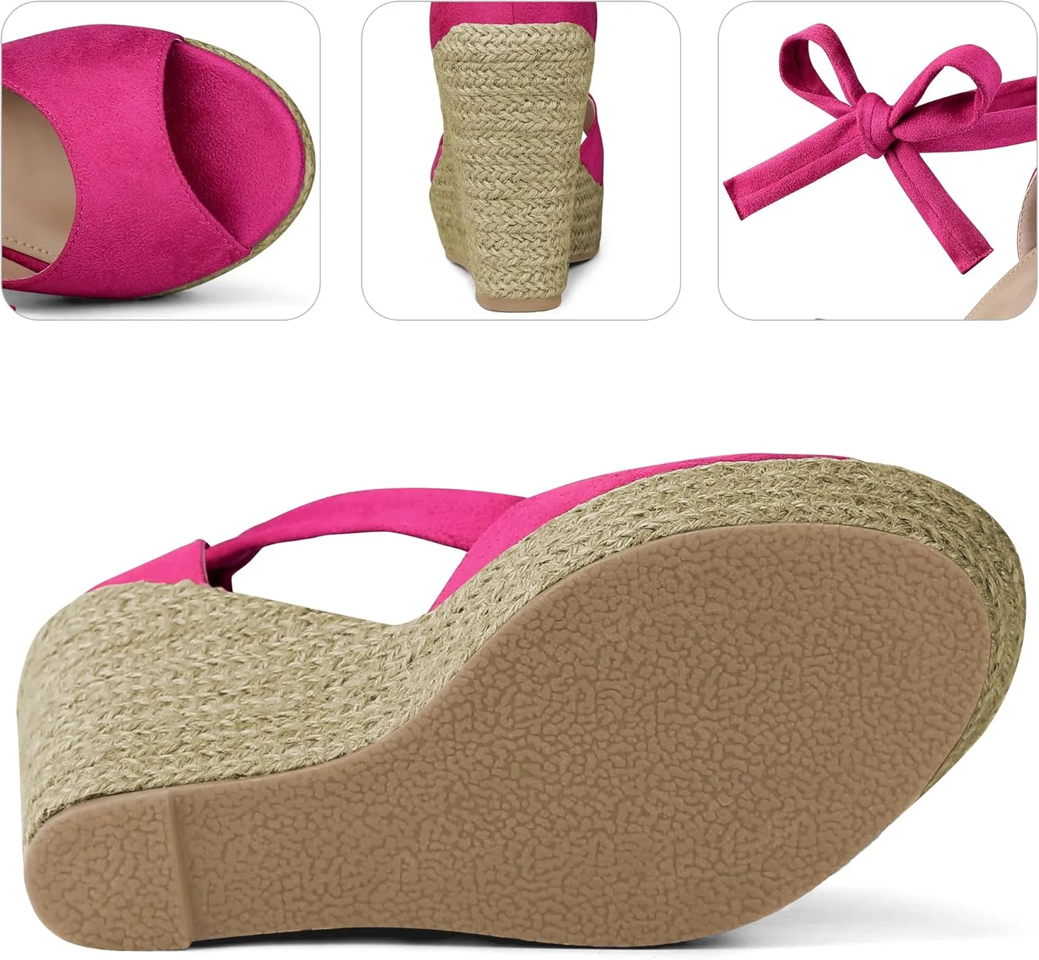 Perphy Platform Espadrilles Ankle Tie Sandals Peep Toe Wedges for Women