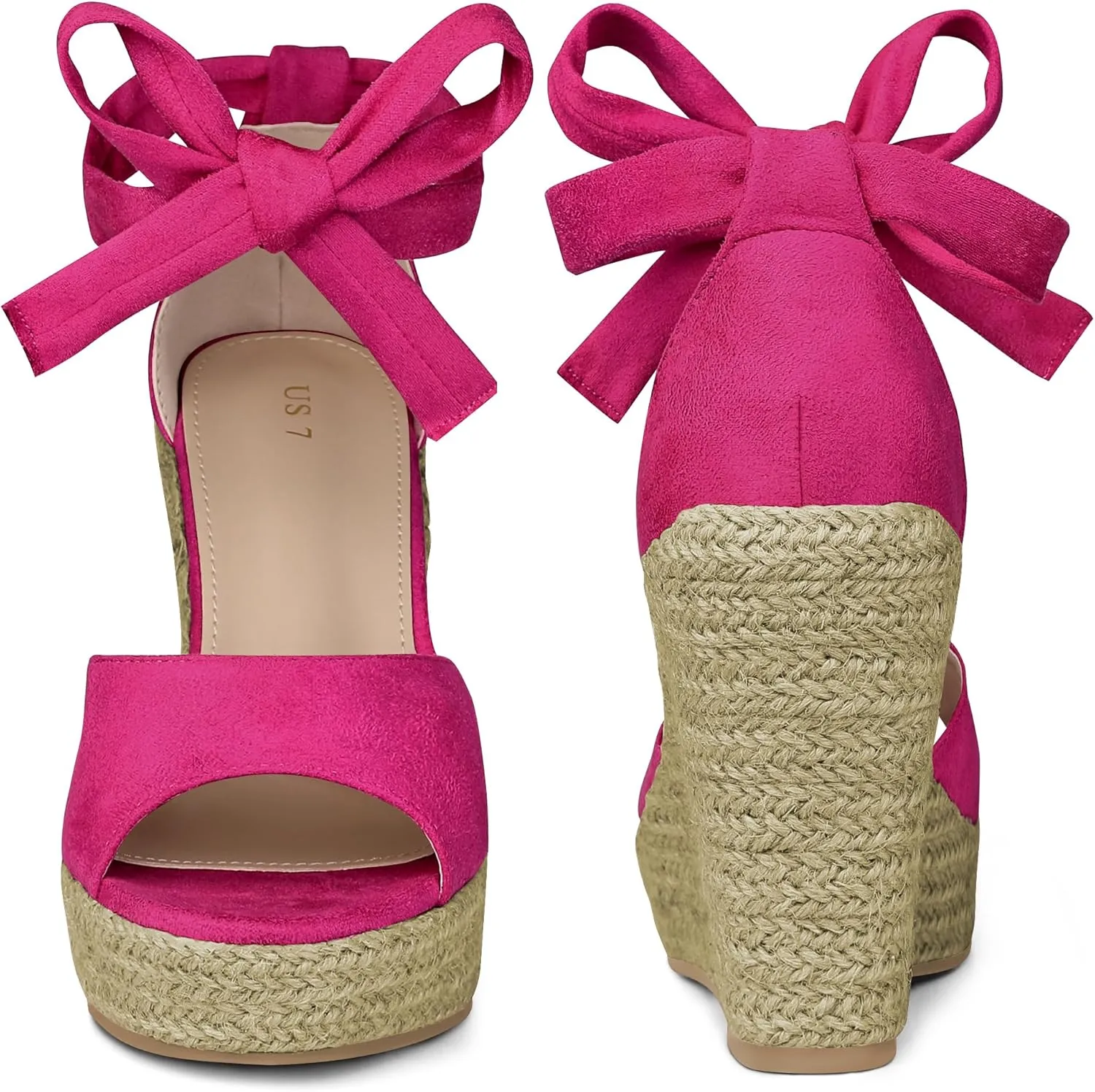 Perphy Platform Espadrilles Ankle Tie Sandals Peep Toe Wedges for Women
