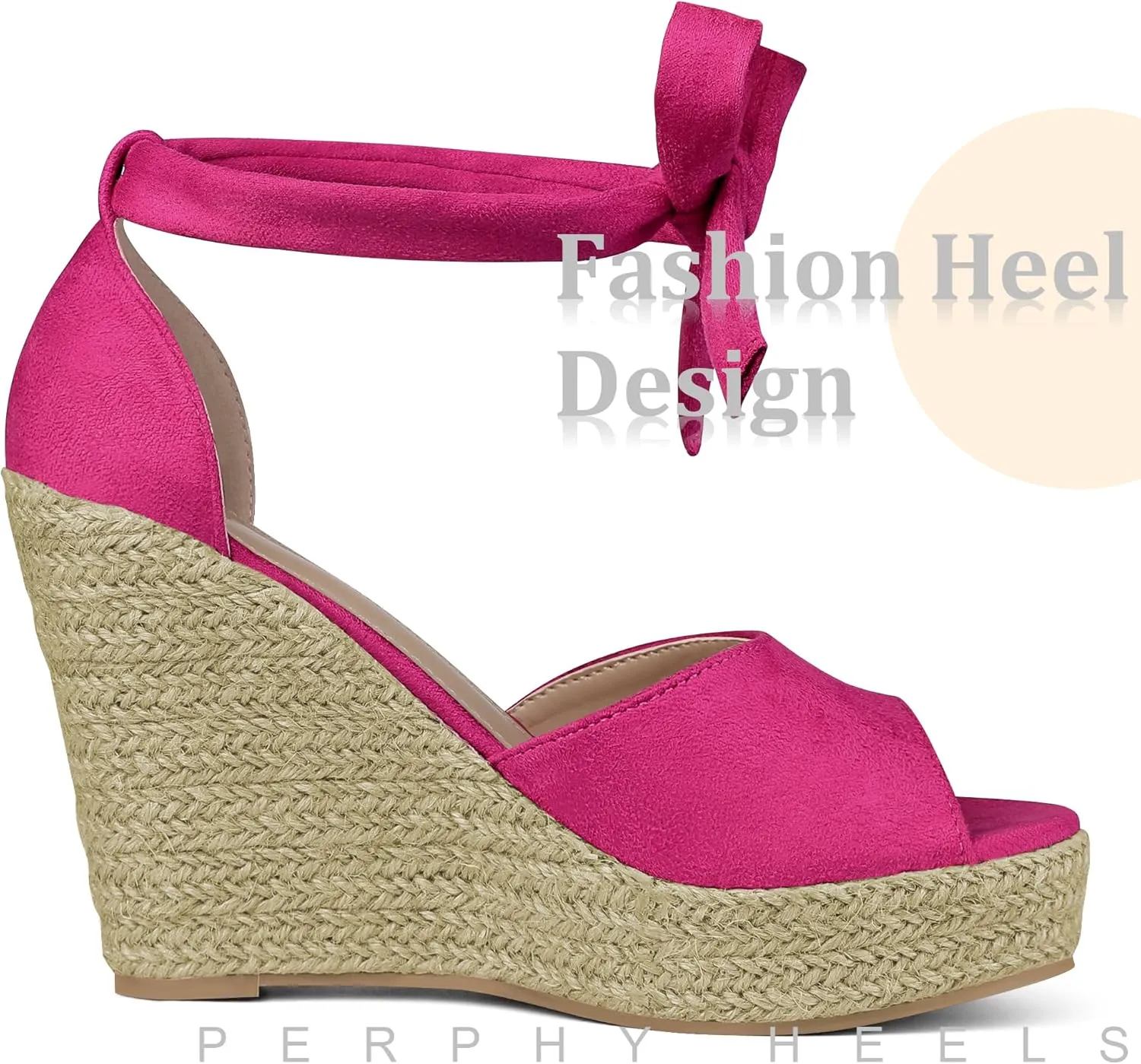 Perphy Platform Espadrilles Ankle Tie Sandals Peep Toe Wedges for Women