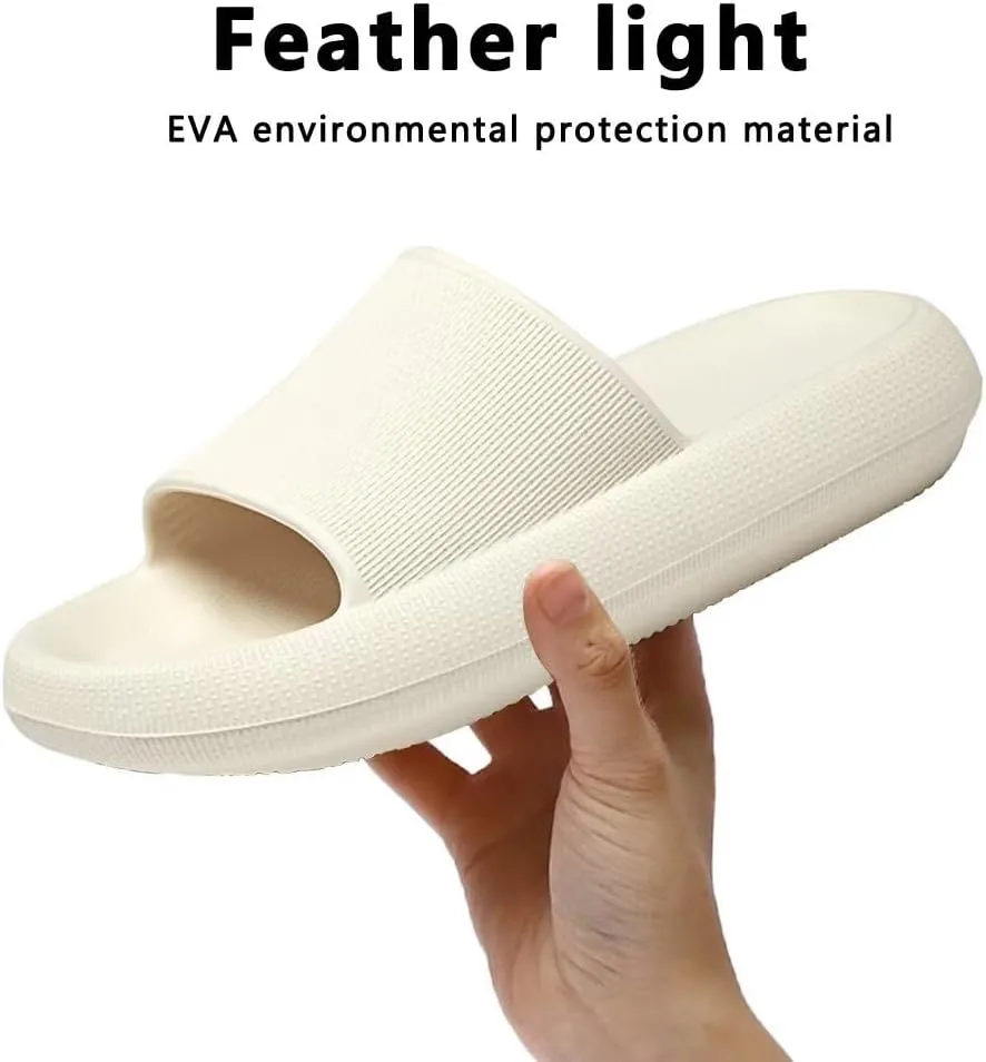Pillow Slippers for Girls Boys, Kids House Slides Sandals Shower Bathroom Non-Slip Open Toe Quick Drying Soft Comfy Thick Sole Cushion Platform Shoes