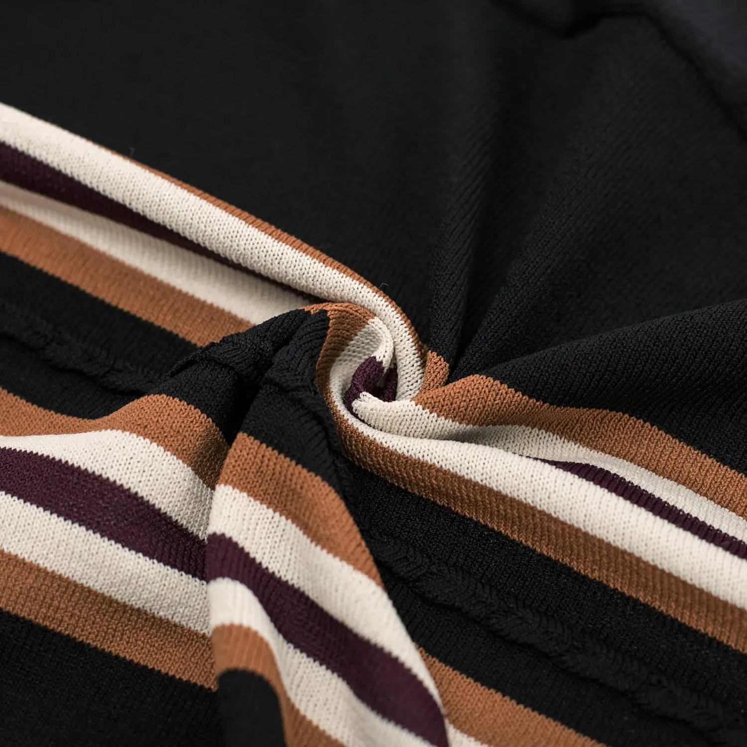 PJ PAUL JONES Mens Polo Shirts Vintage Striped Button Down Knitted Golf Shirts