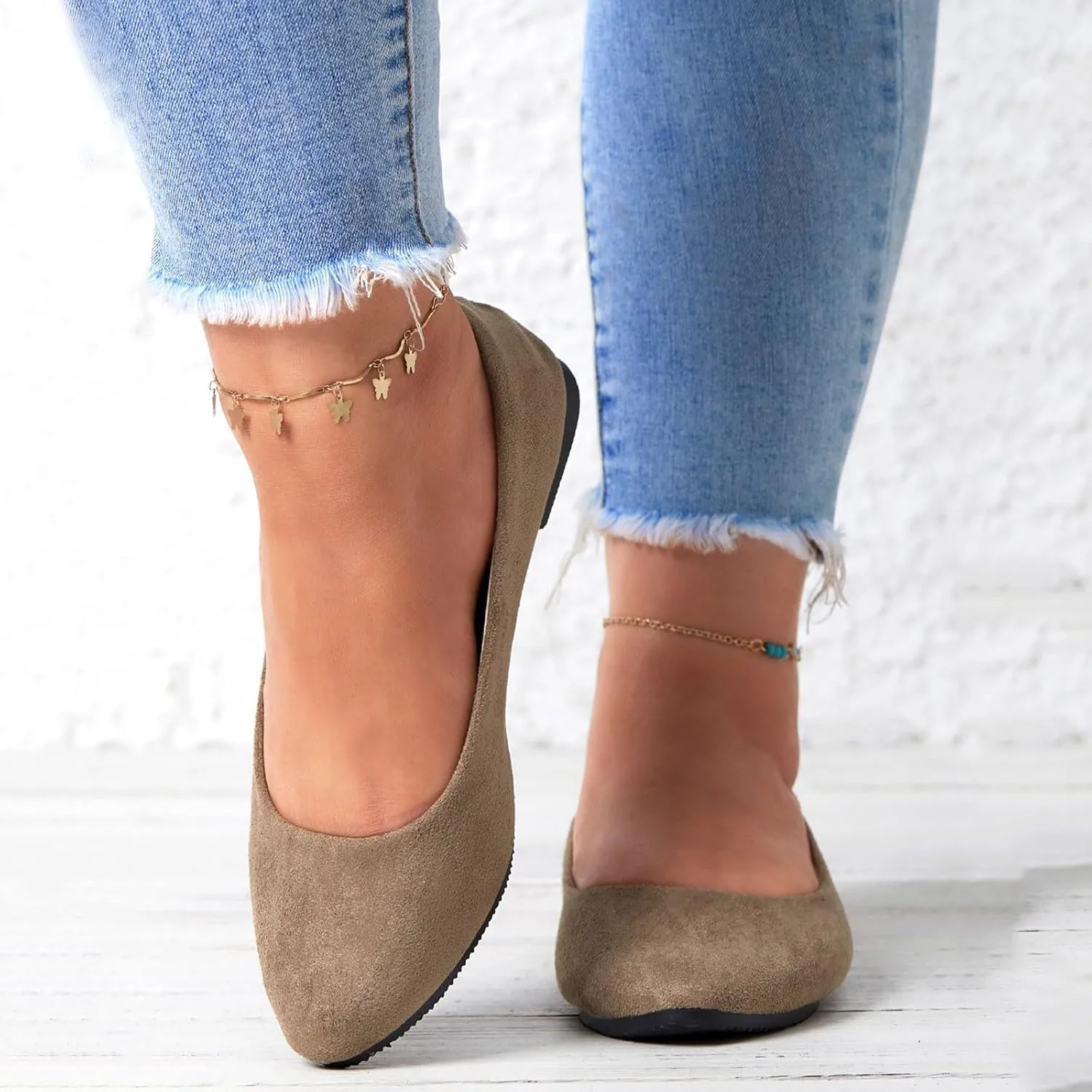 Pointed Toe Flats for Women Dressy Casual, Low Heel Dress Shoes Comfortable, Slip-on Business Work Loafer Shoes Ballet Flats