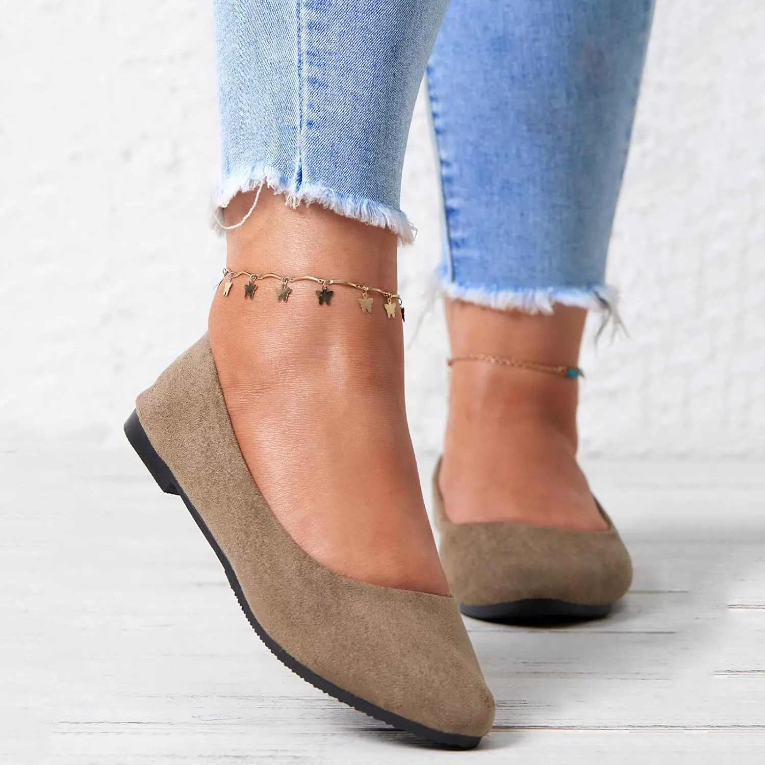 Pointed Toe Flats for Women Dressy Casual, Low Heel Dress Shoes Comfortable, Slip-on Business Work Loafer Shoes Ballet Flats