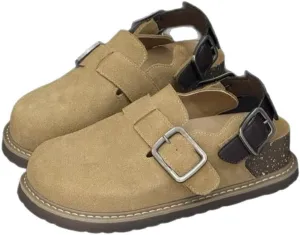 Potato Shoes with Back Strap Leather Slip on Clogs for Standing All Day Women - Comfortable Walking Sandals Beach Travel Slippers for Teen Girls Kawaii Y2K Cute Core Mules Trending Fashion