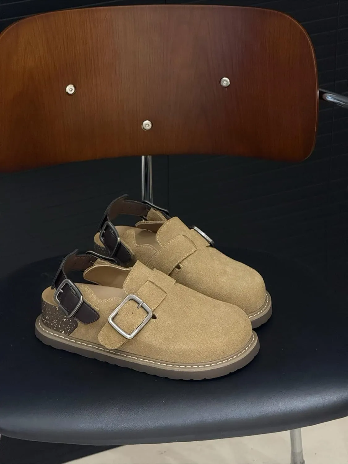 Potato Shoes with Back Strap Leather Slip on Clogs for Standing All Day Women - Comfortable Walking Sandals Beach Travel Slippers for Teen Girls Kawaii Y2K Cute Core Mules Trending Fashion