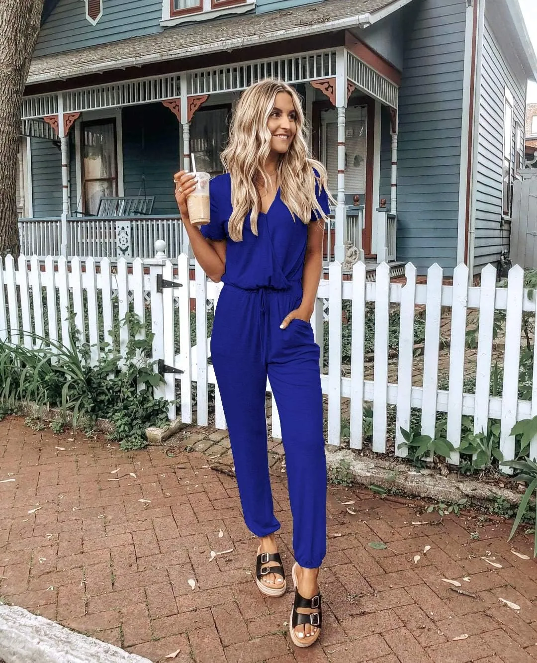 PRETTYGARDEN Jumpsuits for Women 2025 Spring Summer Casual Dressy Short Sleeve Romper Airport Vacation Travel Outfits