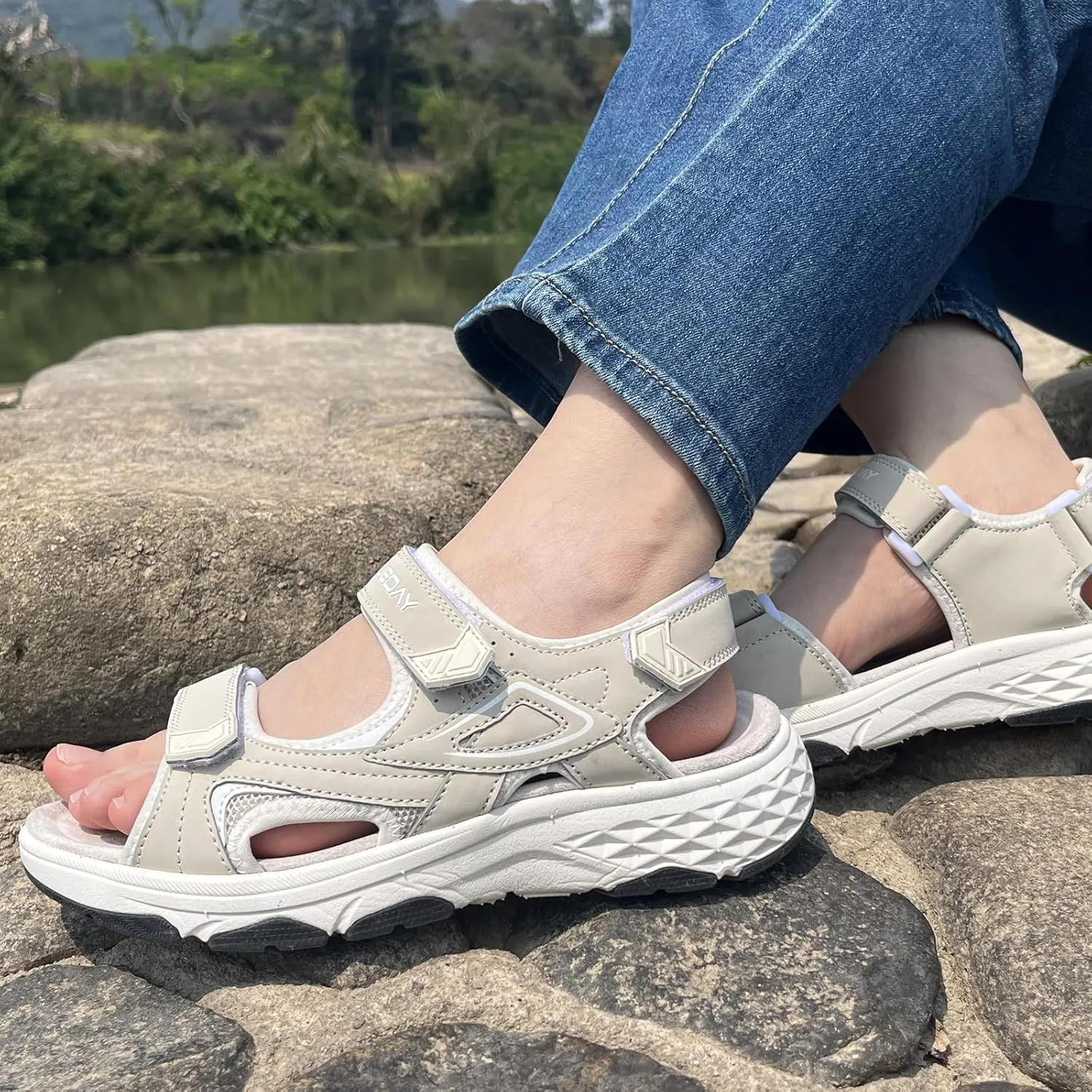 Queday Womens Mens Sport Sandals Outdoor Hiking Sandals with Arch Support Comfortable Athletic Beach Sandals for Travel Walking Trekking Camping