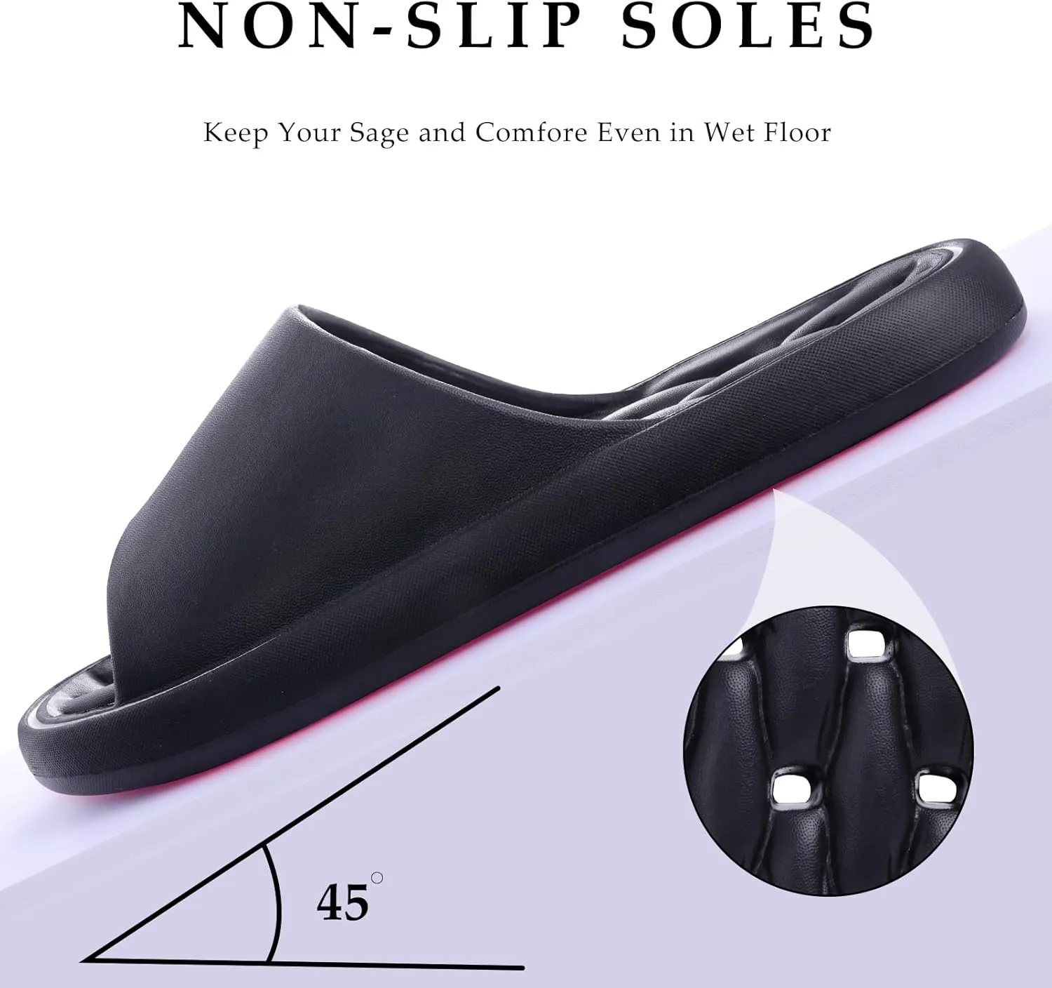 Quick Drying Shower Shoes Men Lightweight Shower Slippers with Drain Hole Soft Women Bathroom Slippers for Gym, Spa, Pool Anti-Slip Shower Shors Home Bathing Slipper Sandals