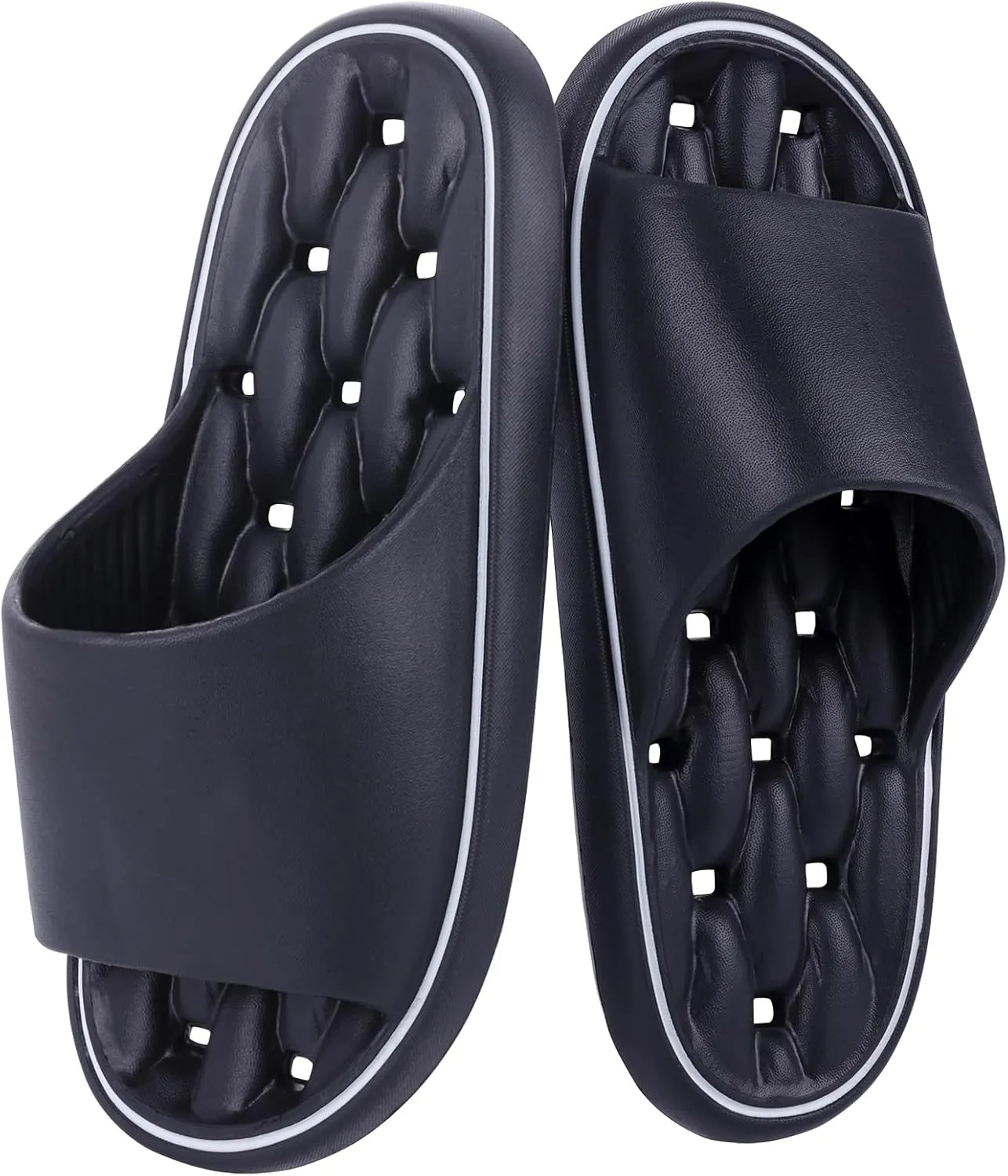Quick Drying Shower Shoes Men Lightweight Shower Slippers with Drain Hole Soft Women Bathroom Slippers for Gym, Spa, Pool Anti-Slip Shower Shors Home Bathing Slipper Sandals