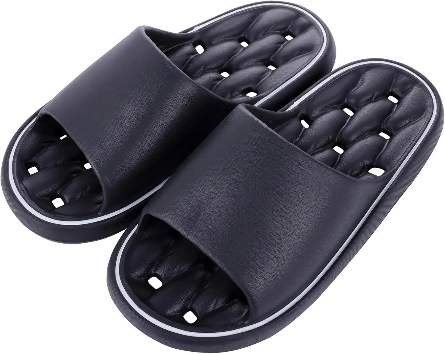 Quick Drying Shower Shoes Men Lightweight Shower Slippers with Drain Hole Soft Women Bathroom Slippers for Gym, Spa, Pool Anti-Slip Shower Shors Home Bathing Slipper Sandals