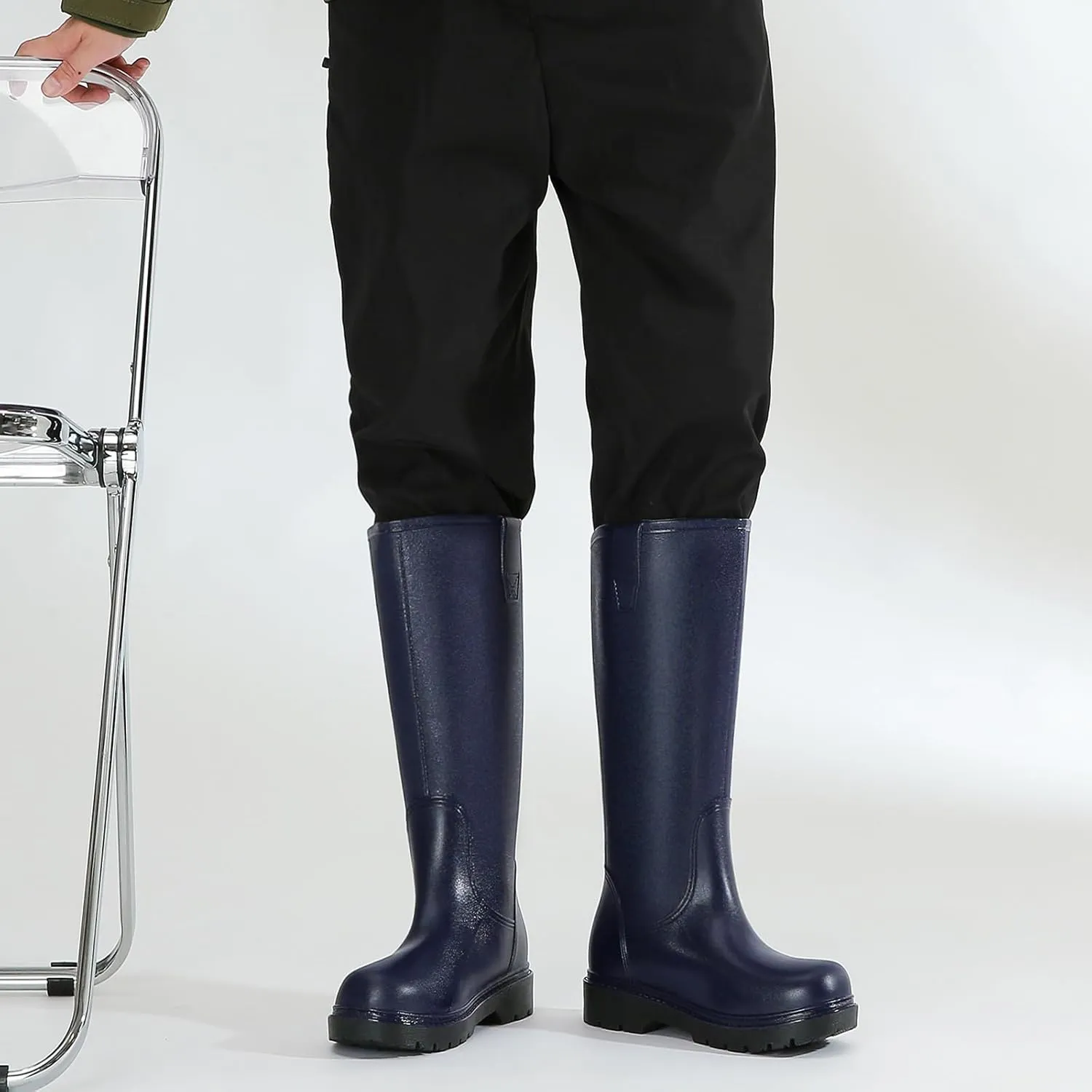 Rain Boots for Men, Comfort Waterproof Rubber Boots Mens Durable Anti-Slip Mud Garden Boots for Hunting Gardening Farming Fishing, Wide Calf Raining Shoes Outdoor Work Boots
