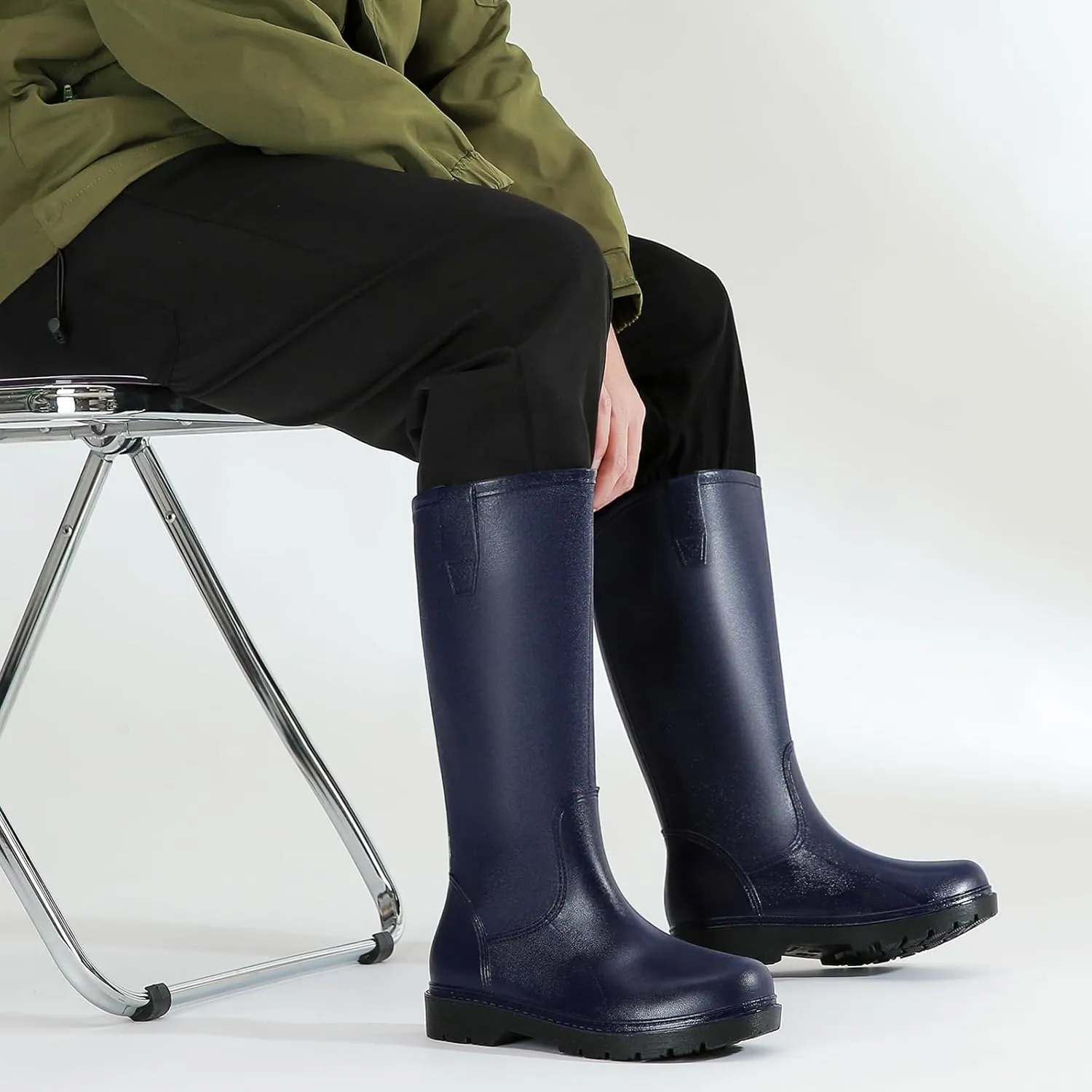 Rain Boots for Men, Comfort Waterproof Rubber Boots Mens Durable Anti-Slip Mud Garden Boots for Hunting Gardening Farming Fishing, Wide Calf Raining Shoes Outdoor Work Boots