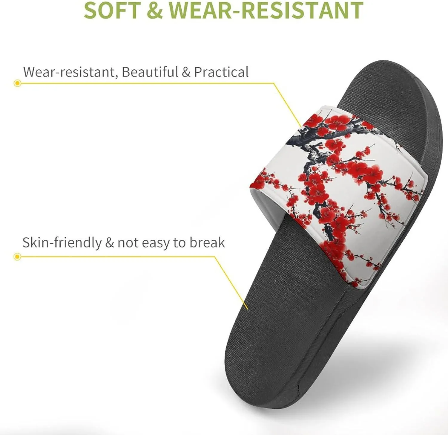 Red Plum Flowers Funny House Sandals Non Slip Shower Slippers Quick Drying Bathroom Shoes for Women Men