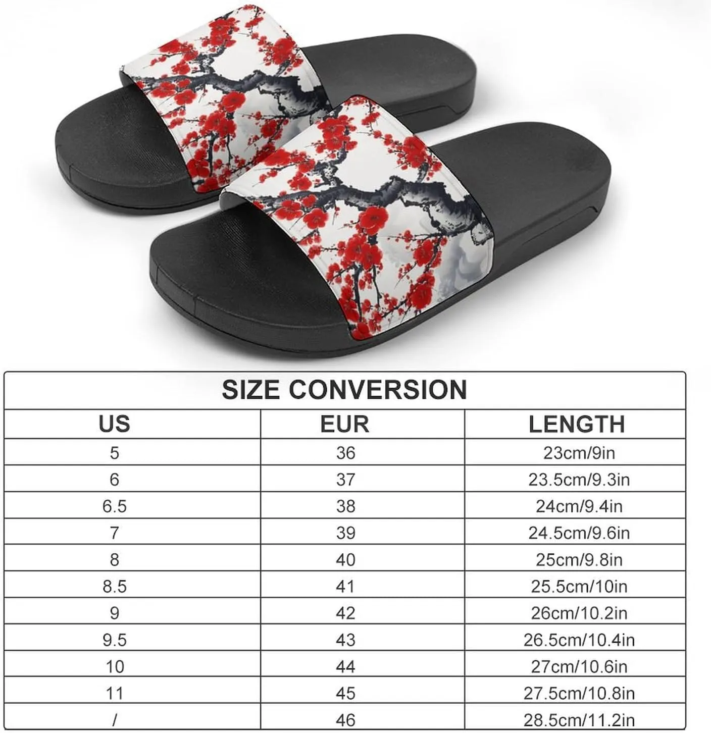 Red Plum Flowers Funny House Sandals Non Slip Shower Slippers Quick Drying Bathroom Shoes for Women Men