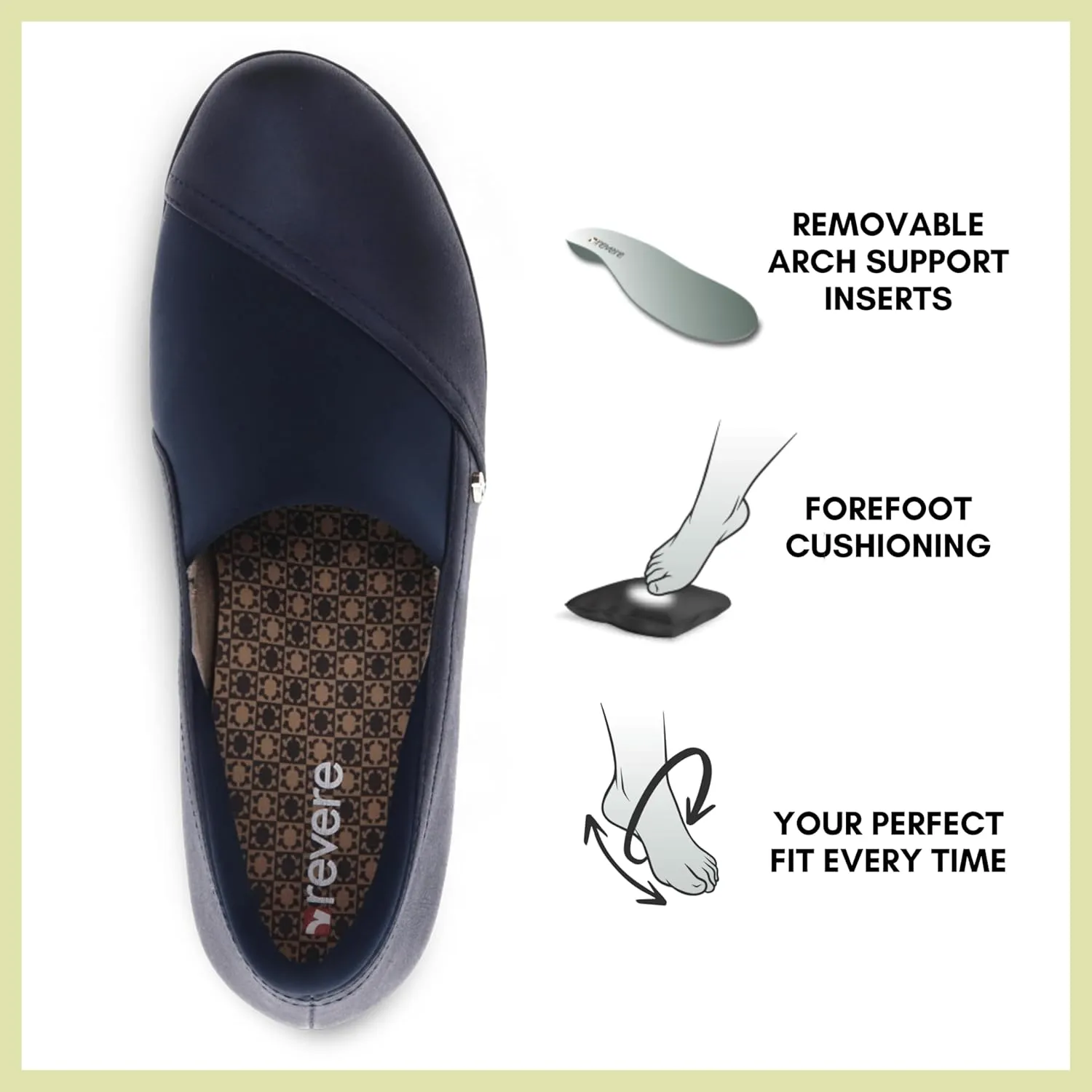 Revere Naples Women's Stretch Loafers - Comfortable Bunion-Friendly Design with Arch Support and Custom Fit