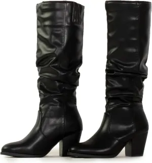 RF ROOM OF FASHION Women's Stacked Heel Slouchy Knee High Boots (Regular Fit)