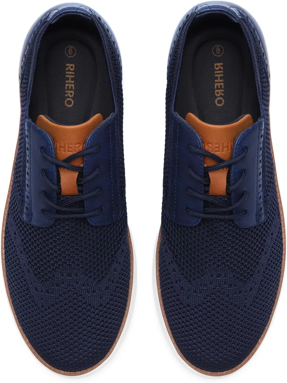 Rihero Men's Fashion Dress Sneakers Business Oxfords Comfortable Casual Walking Shoes Lightweight Mesh Breathable Tennis Shoes