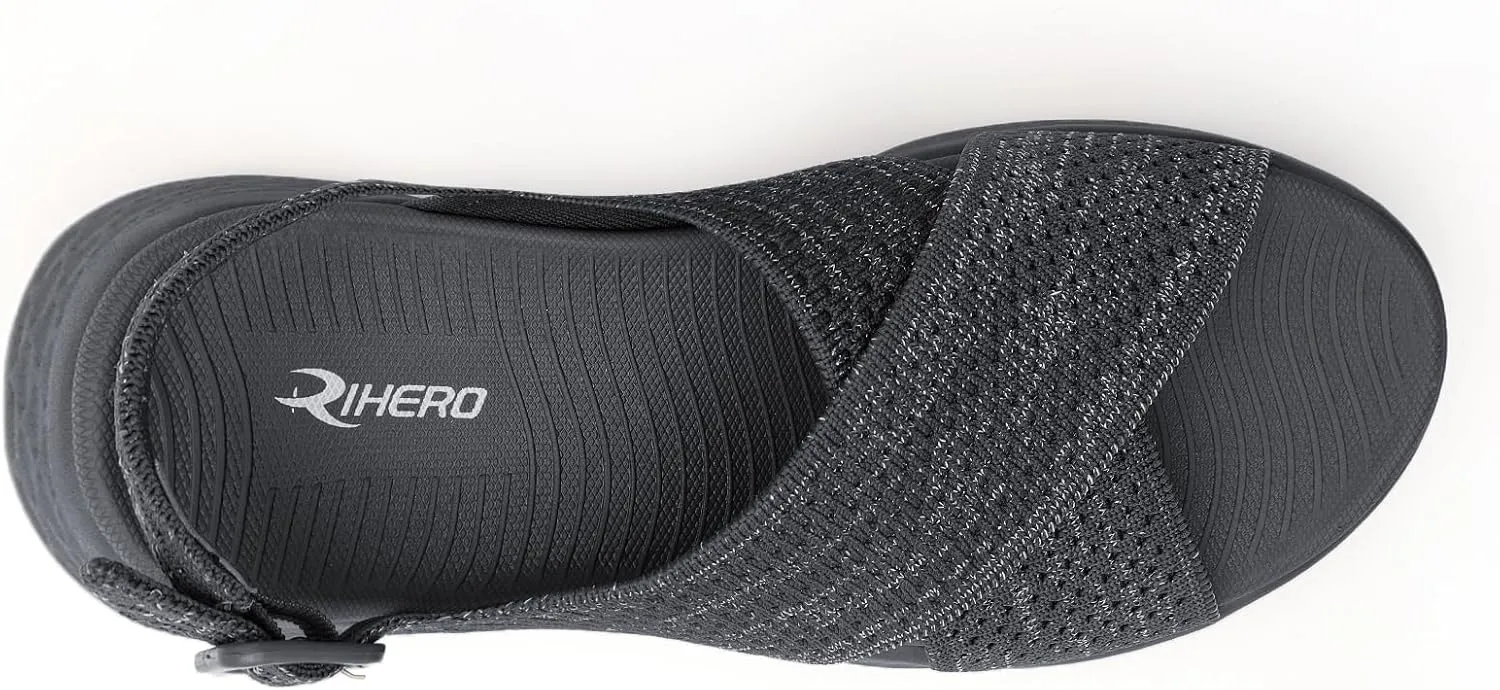 Rihero Women's Comfortable Walking Sandals Platform Sport Orthopedic Sandals with Arch Support