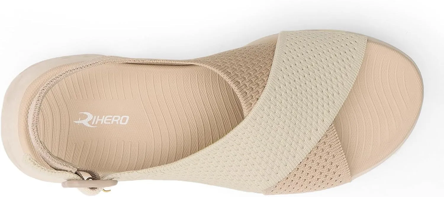 Rihero Women's Comfortable Walking Sandals Platform Sport Orthopedic Sandals with Arch Support