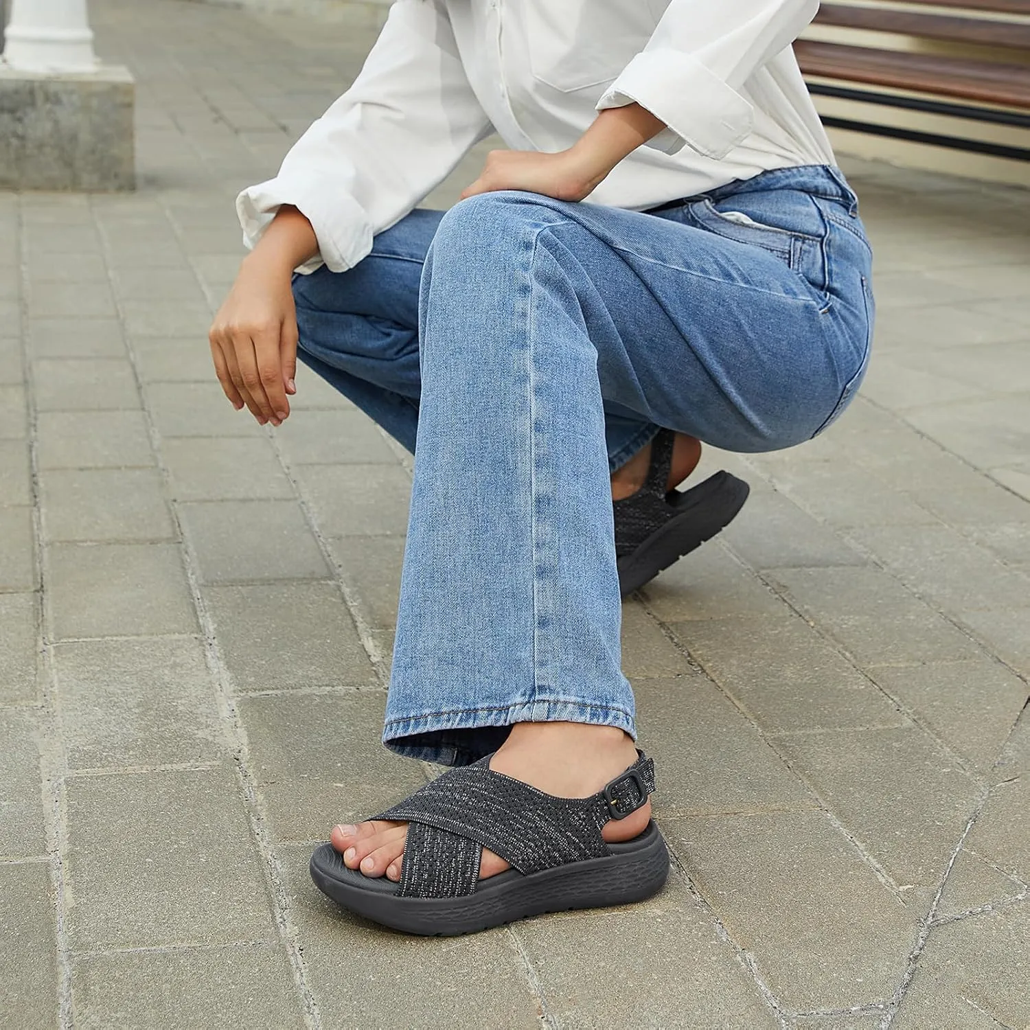 Rihero Women's Comfortable Walking Sandals Platform Sport Orthopedic Sandals with Arch Support