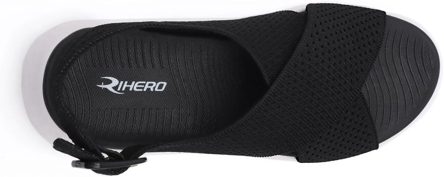 Rihero Women's Comfortable Walking Sandals Platform Sport Orthopedic Sandals with Arch Support