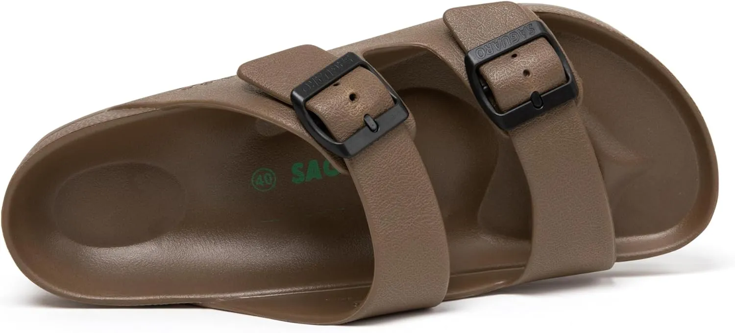 SAGUARO Men's Women's Comfort Double Buckle Sandals Lightweight Adjustable EVA Sandals with Rubble Sole