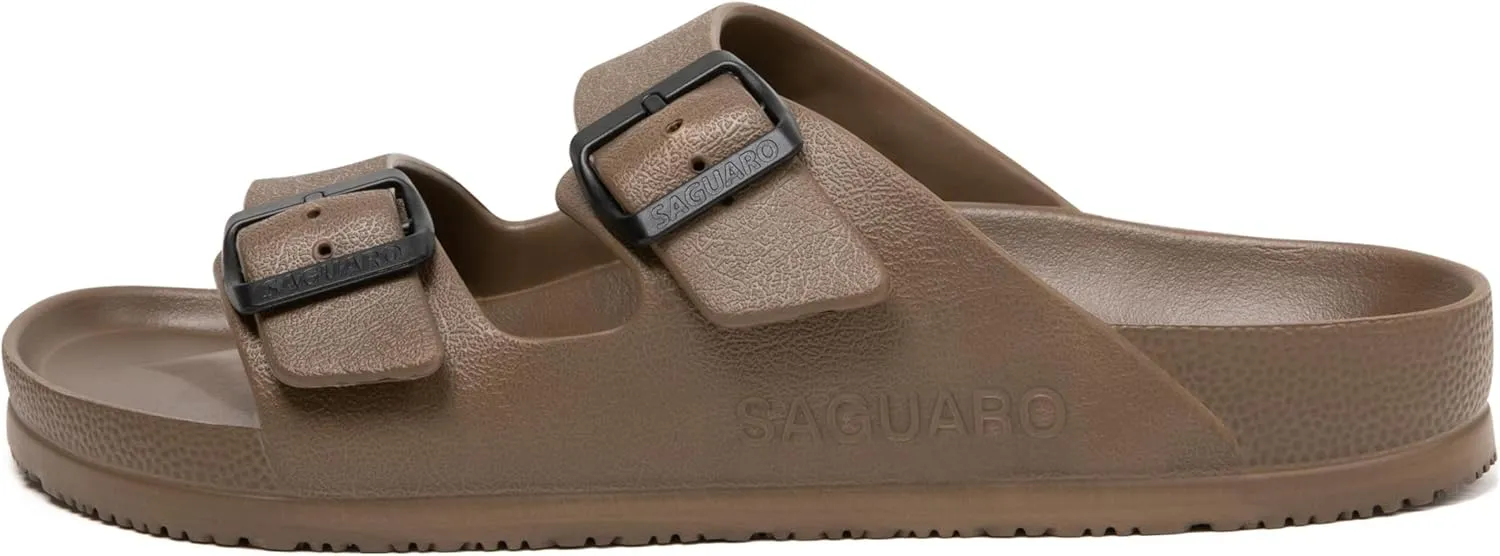SAGUARO Men's Women's Comfort Double Buckle Sandals Lightweight Adjustable EVA Sandals with Rubble Sole